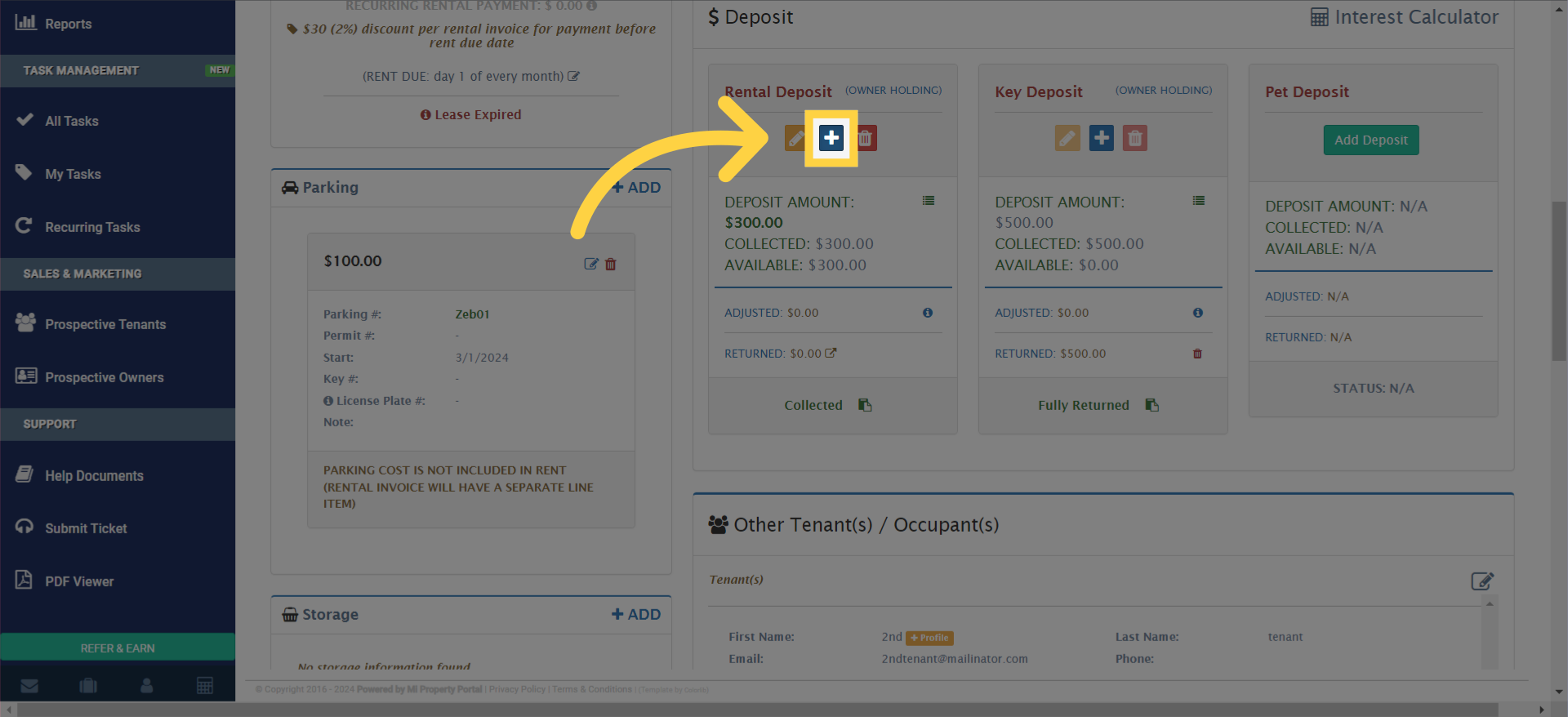 If you need to add or log another deposit amount, simply click on the '+' icon.