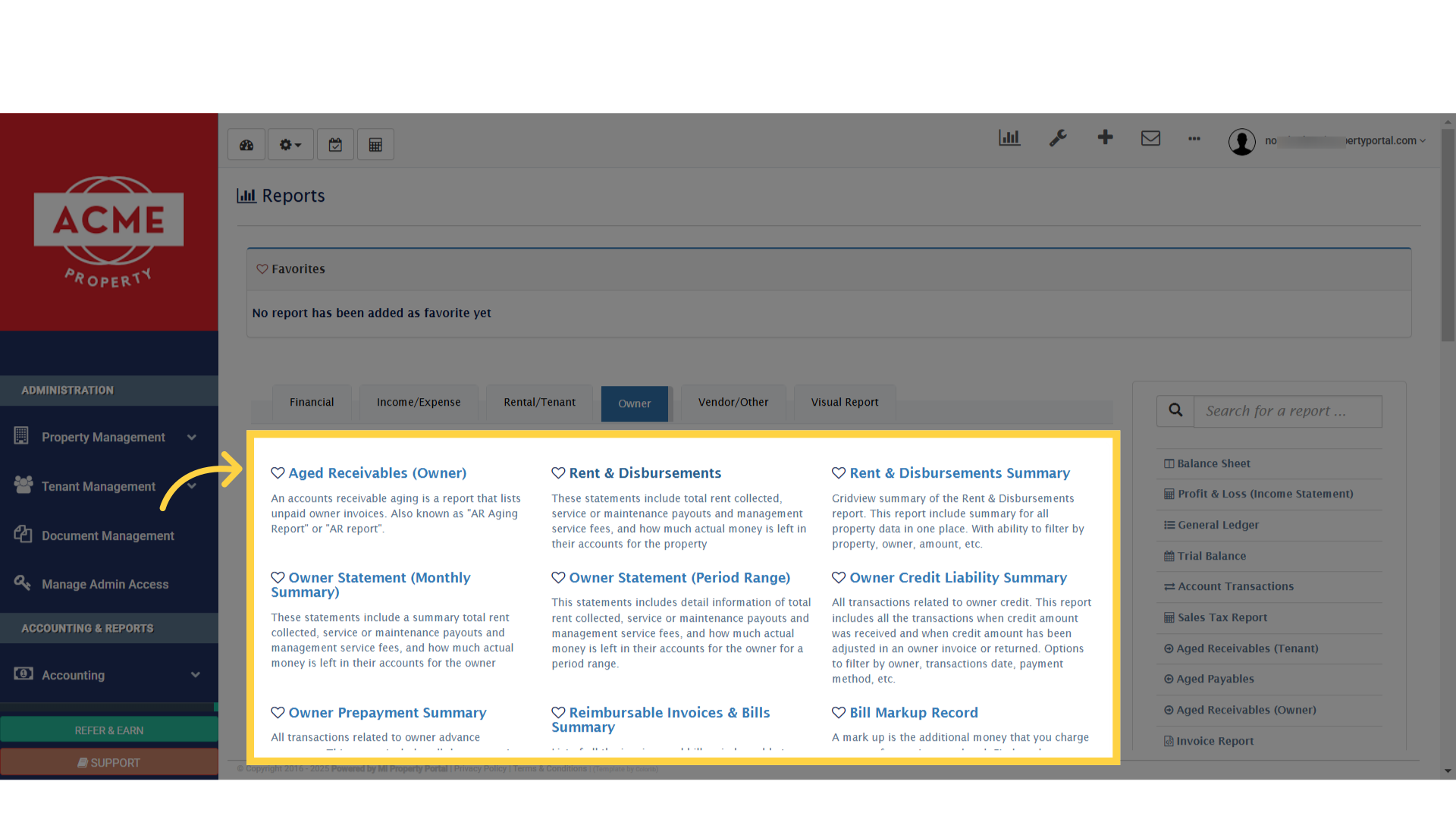 Click 'Rent & Disbursements'