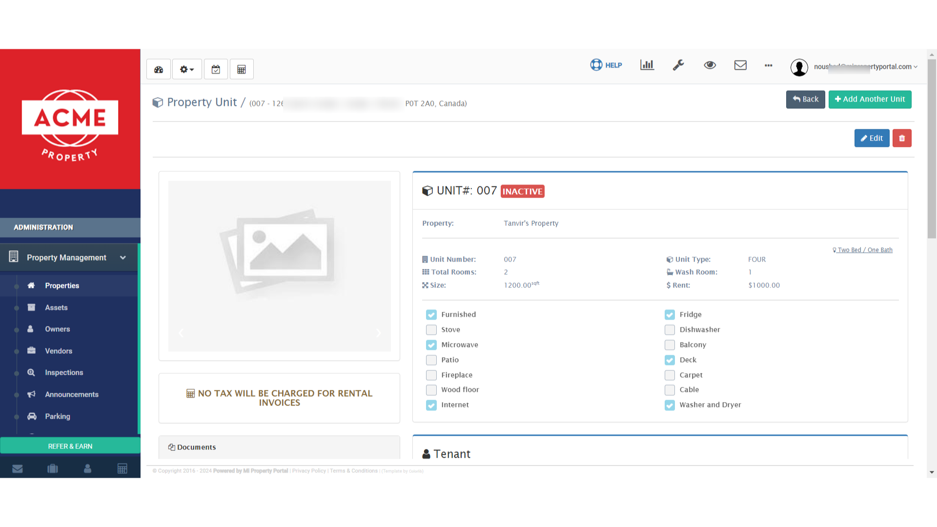 Mi Property Portal doesn’t charge any additional payment for inactive units.