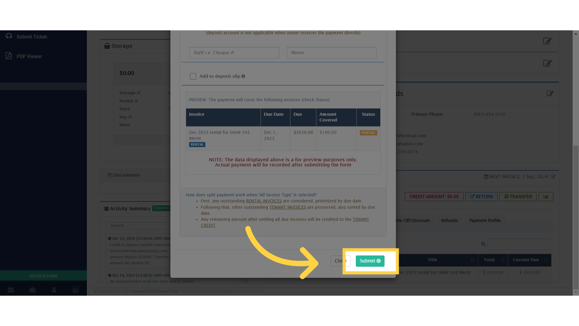 Click 'Close Submit'