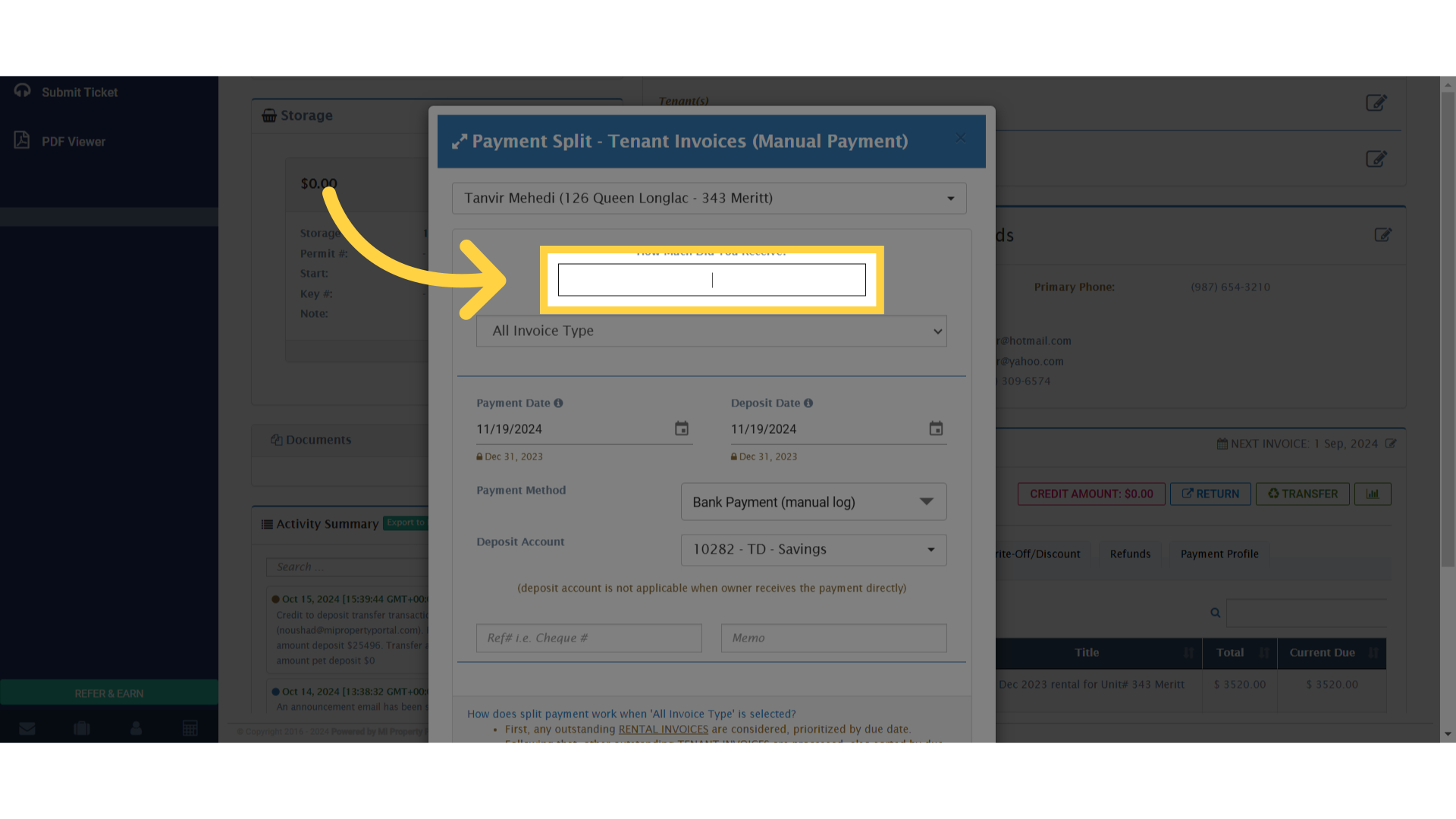 Click 'How Much Did You Receive?'