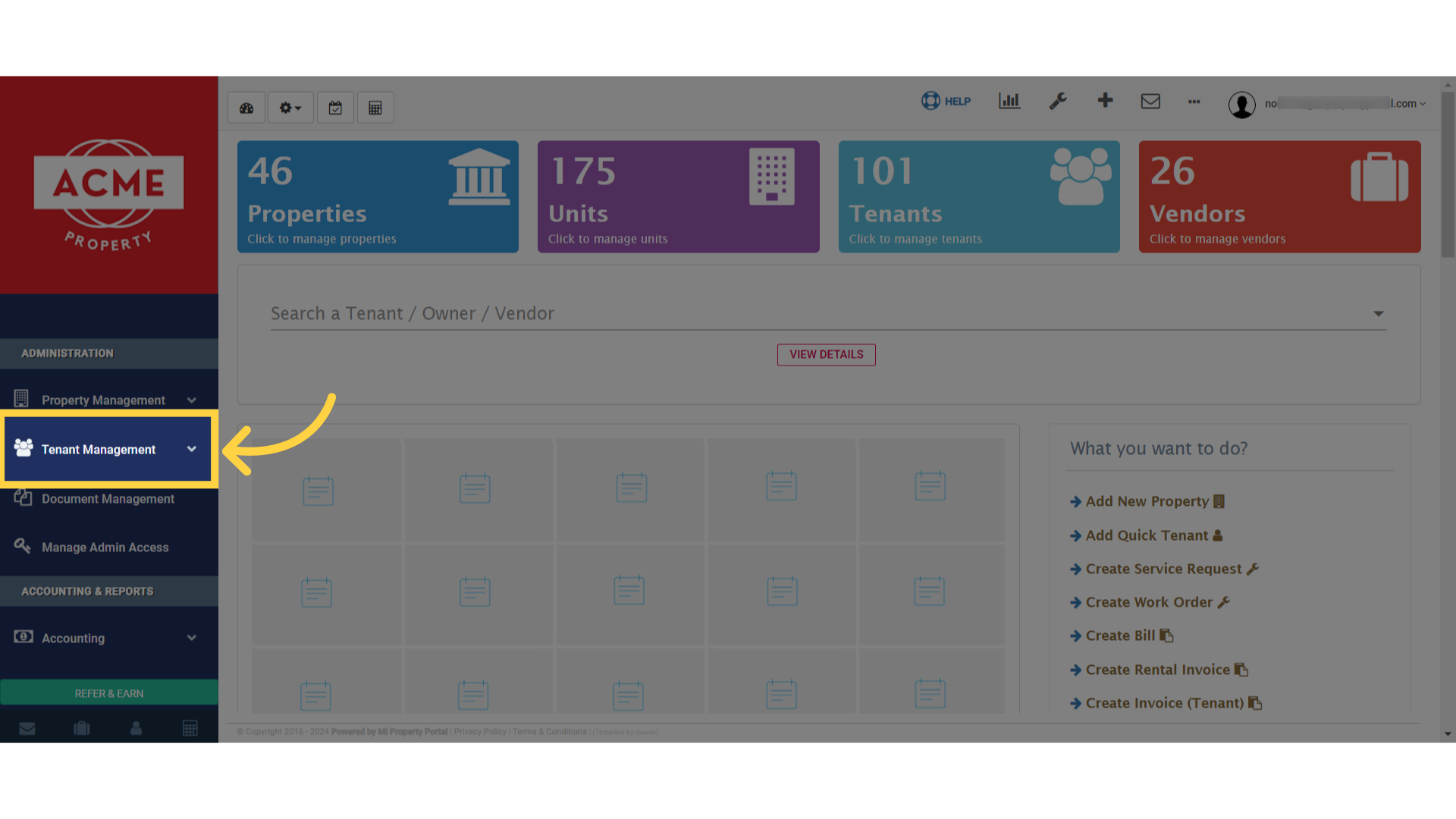 Click 'Tenant Management'