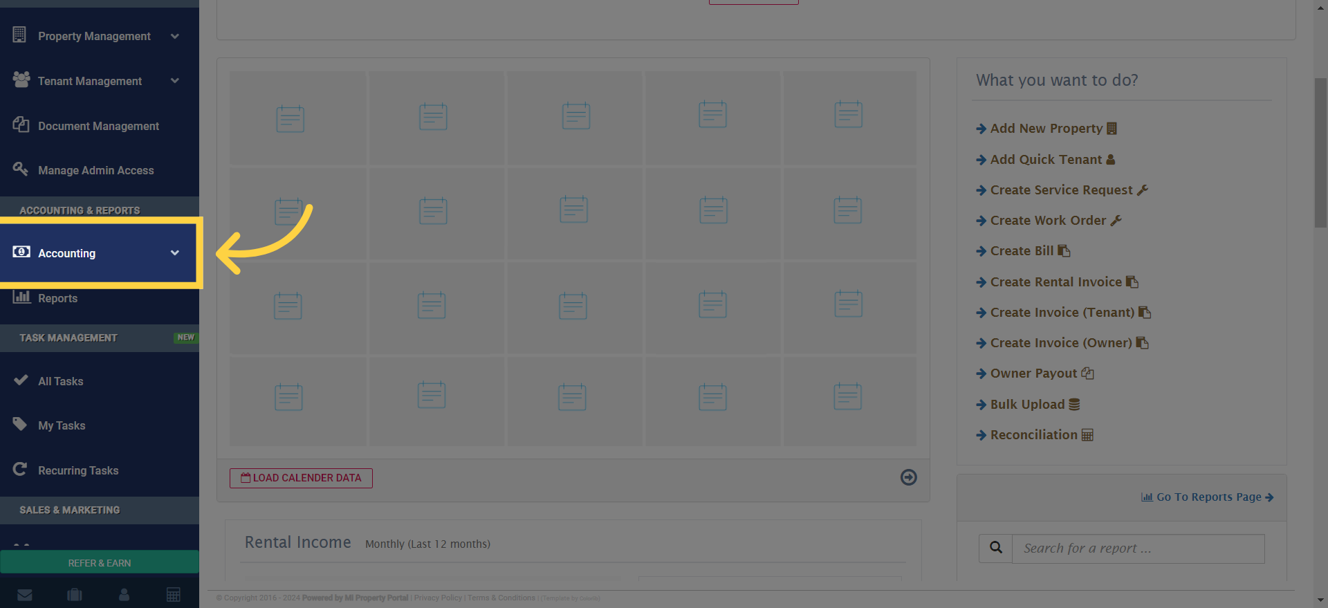 Click on Accounting dropdown