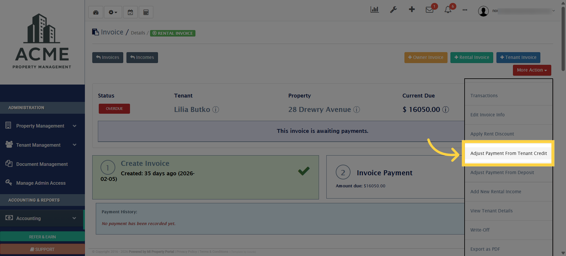 Select Adjust Payment Option