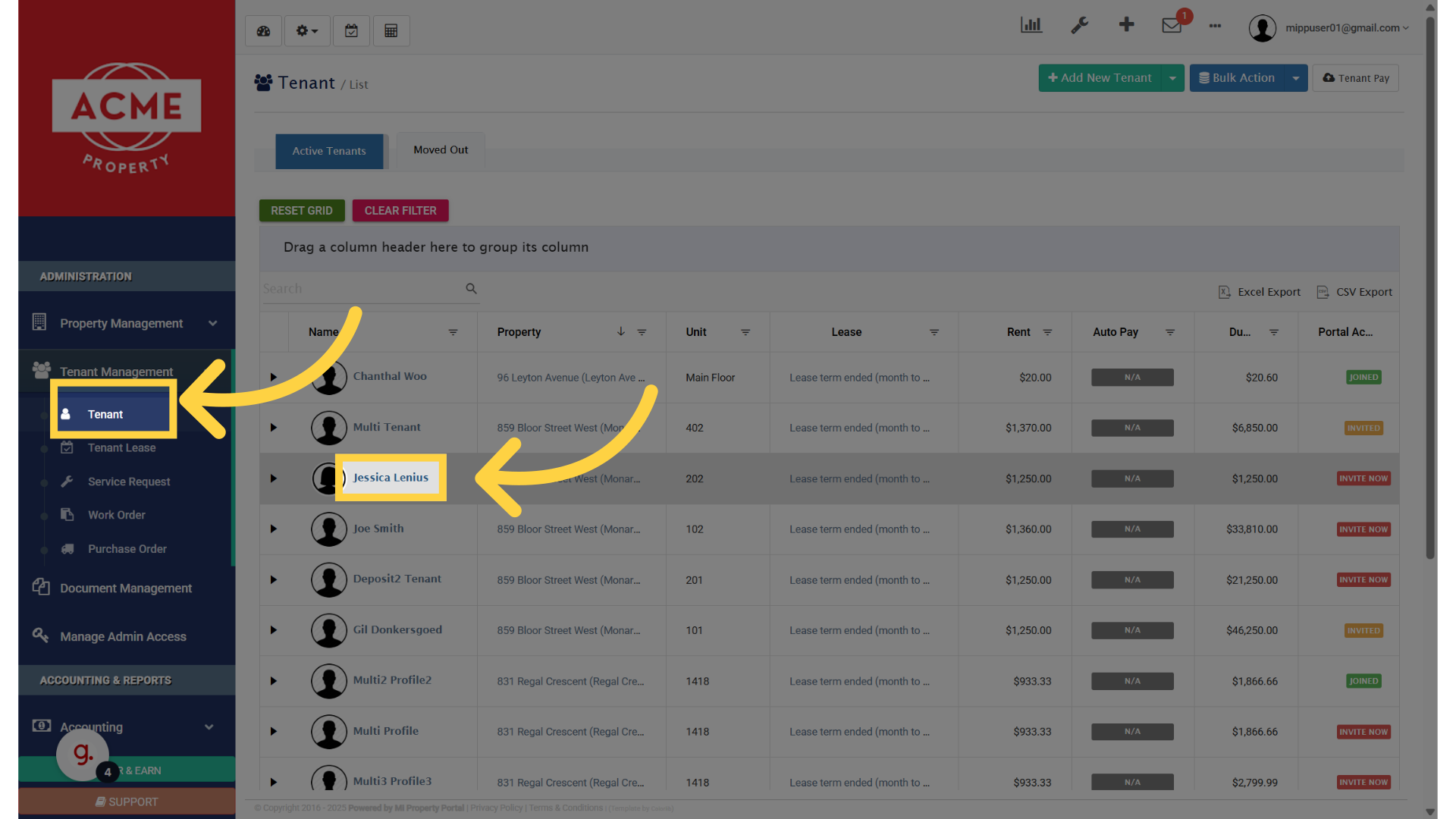 Open tenant profile