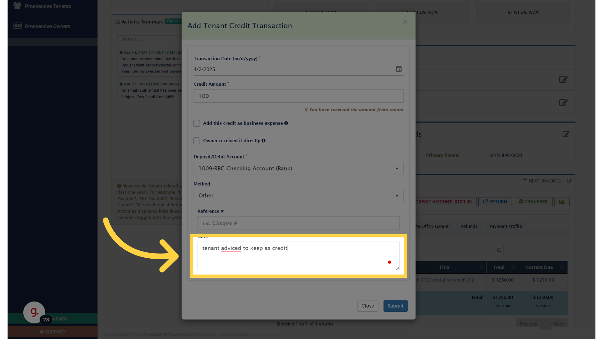 Add 'Some note about this deposit'