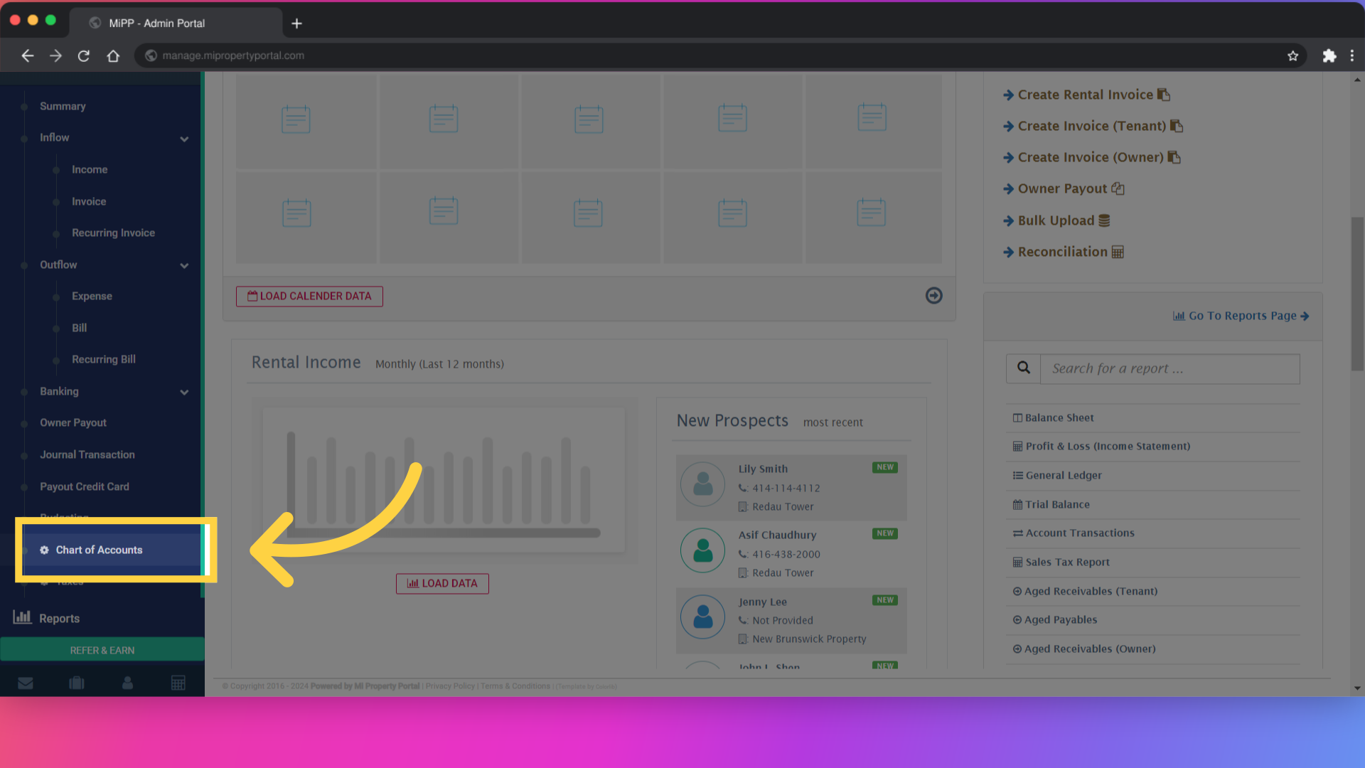 Click on 'Chart of Accounts'