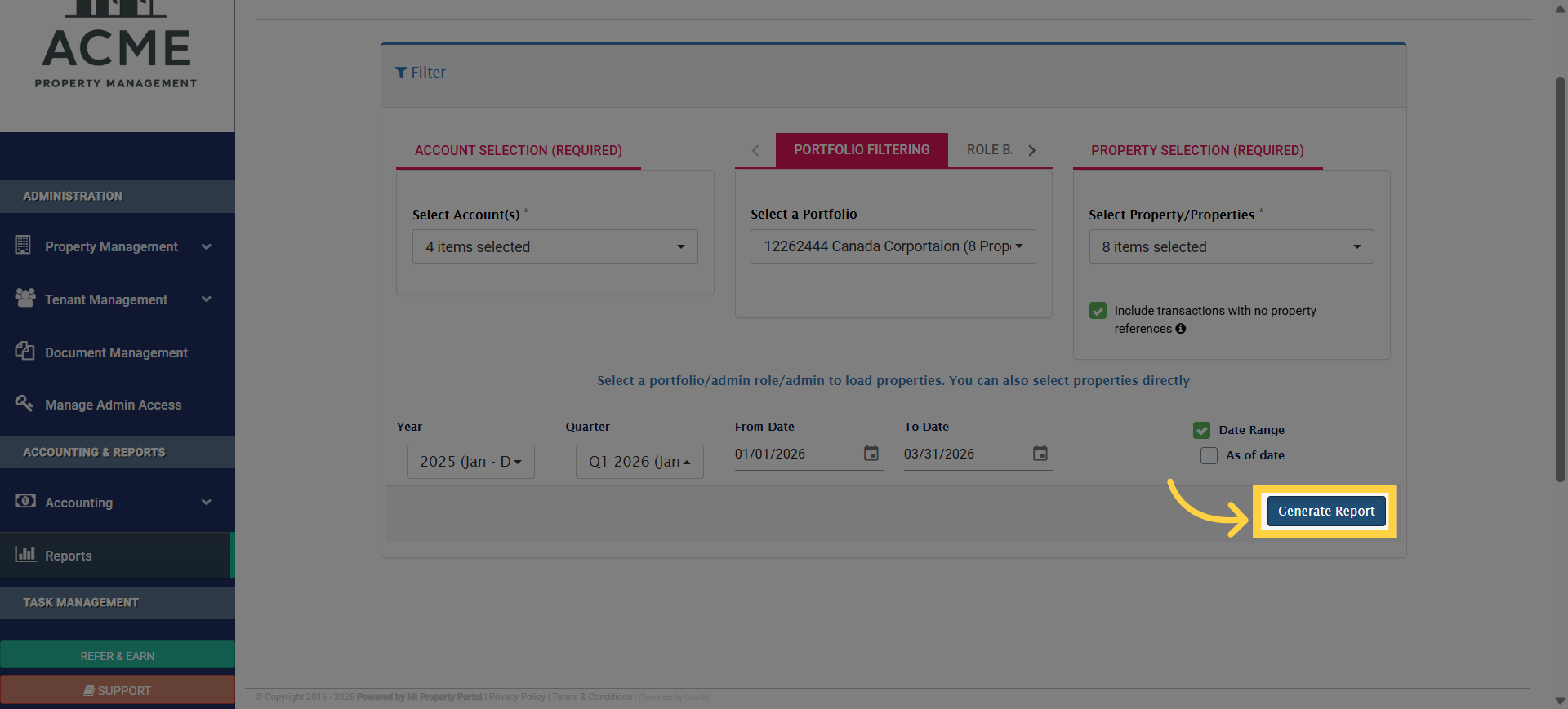 Generate Trust Liability Report