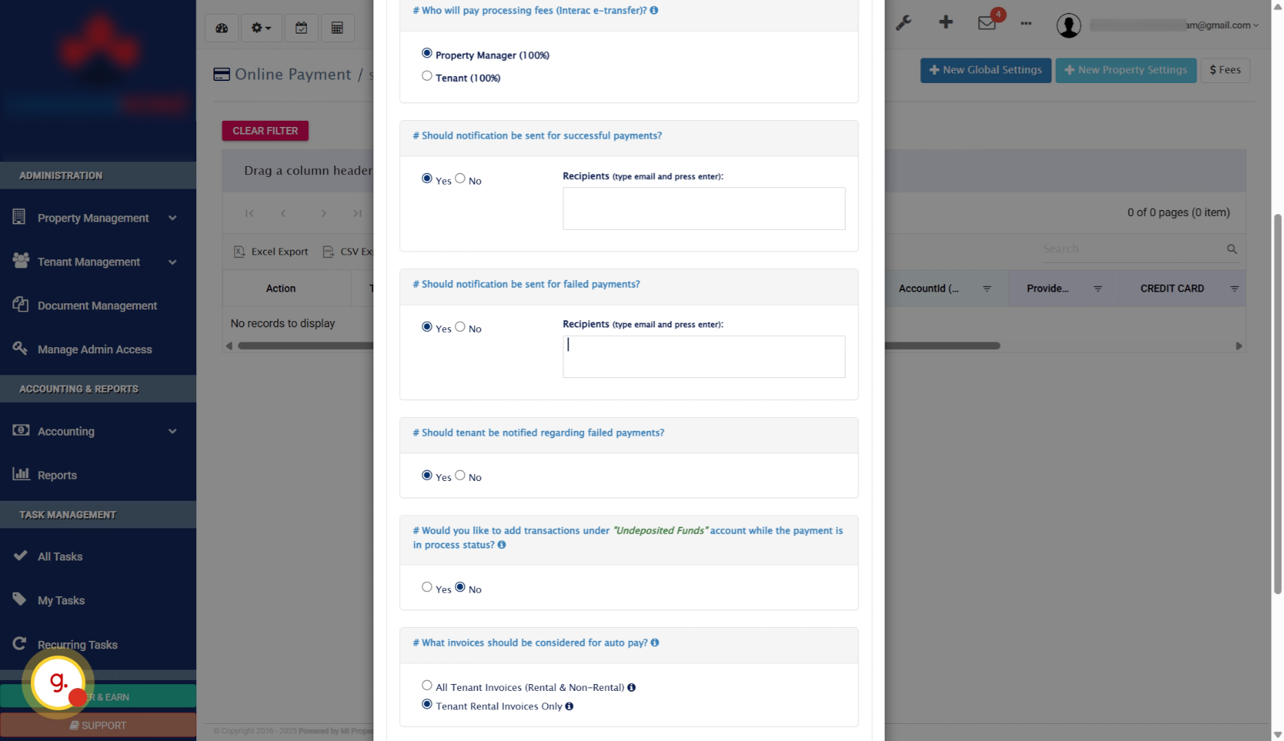 Provide Notification Email