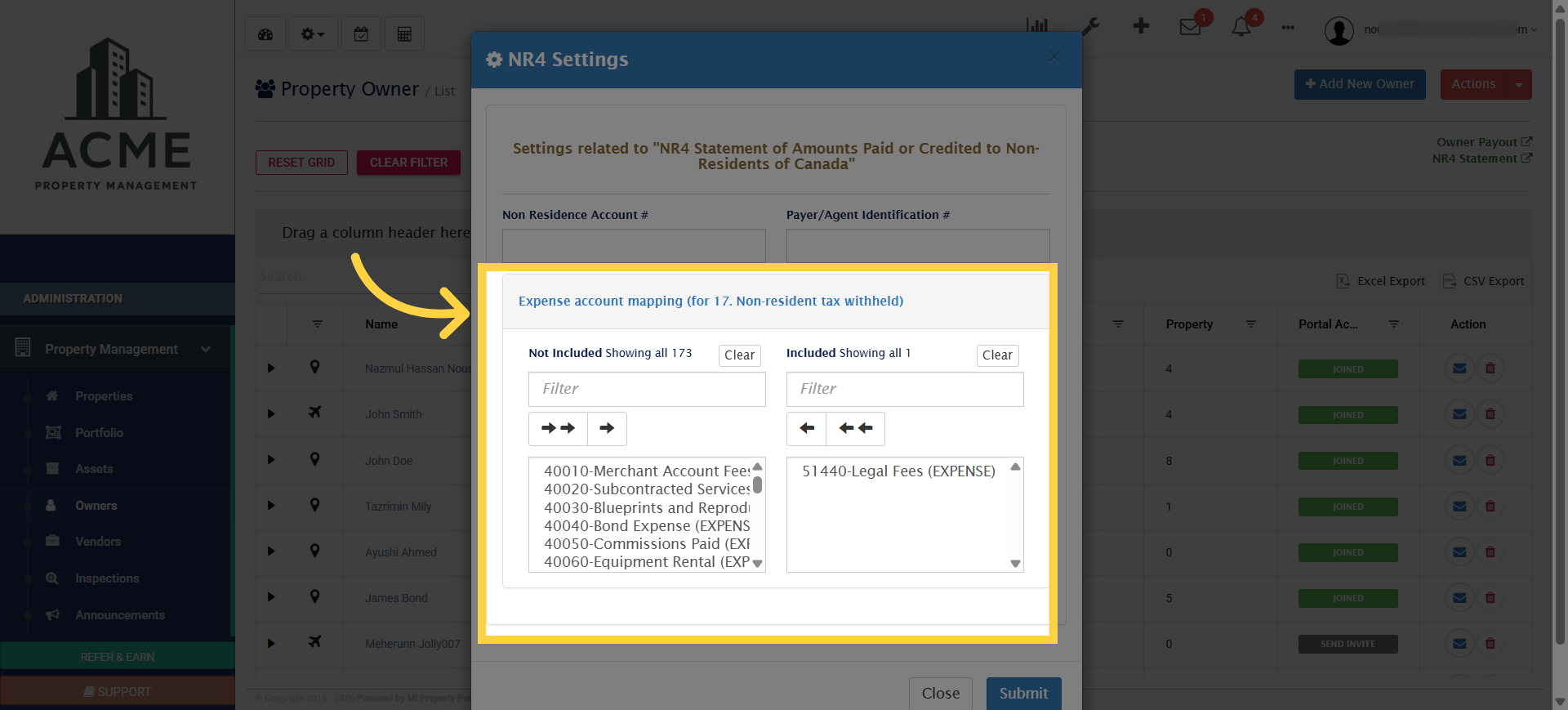 Open Expense Account Mapping