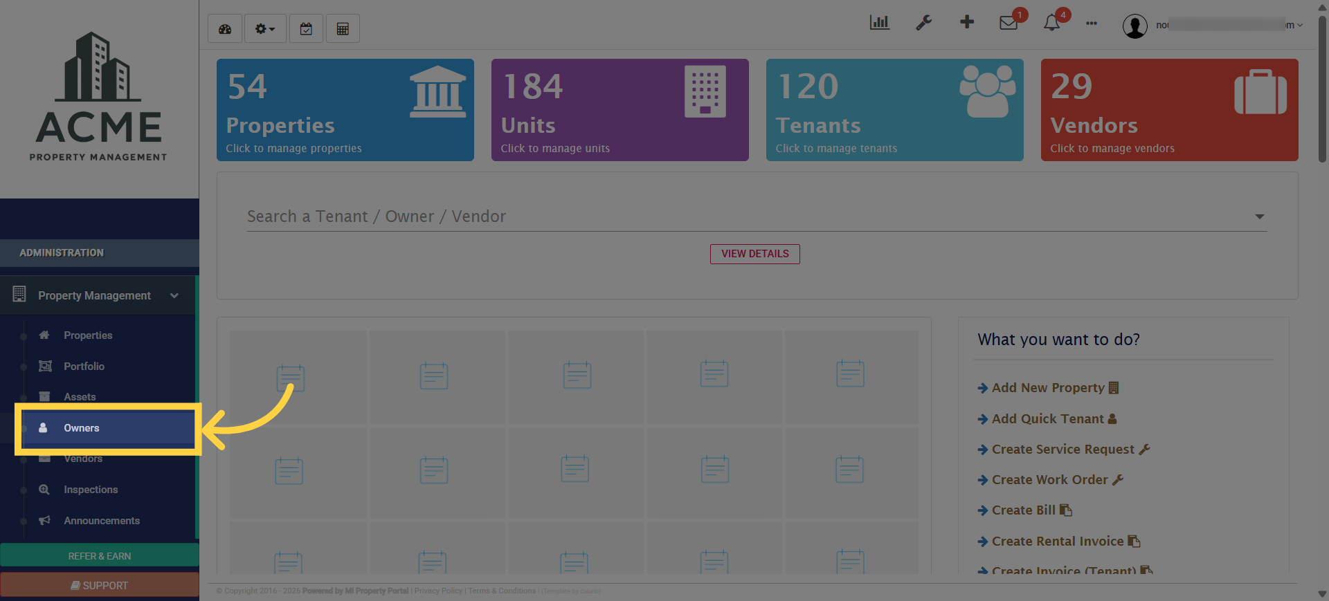 Access Owners Section