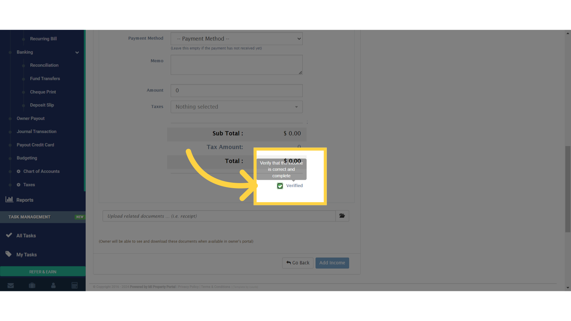 Make sure to tick the 'Verified' box.