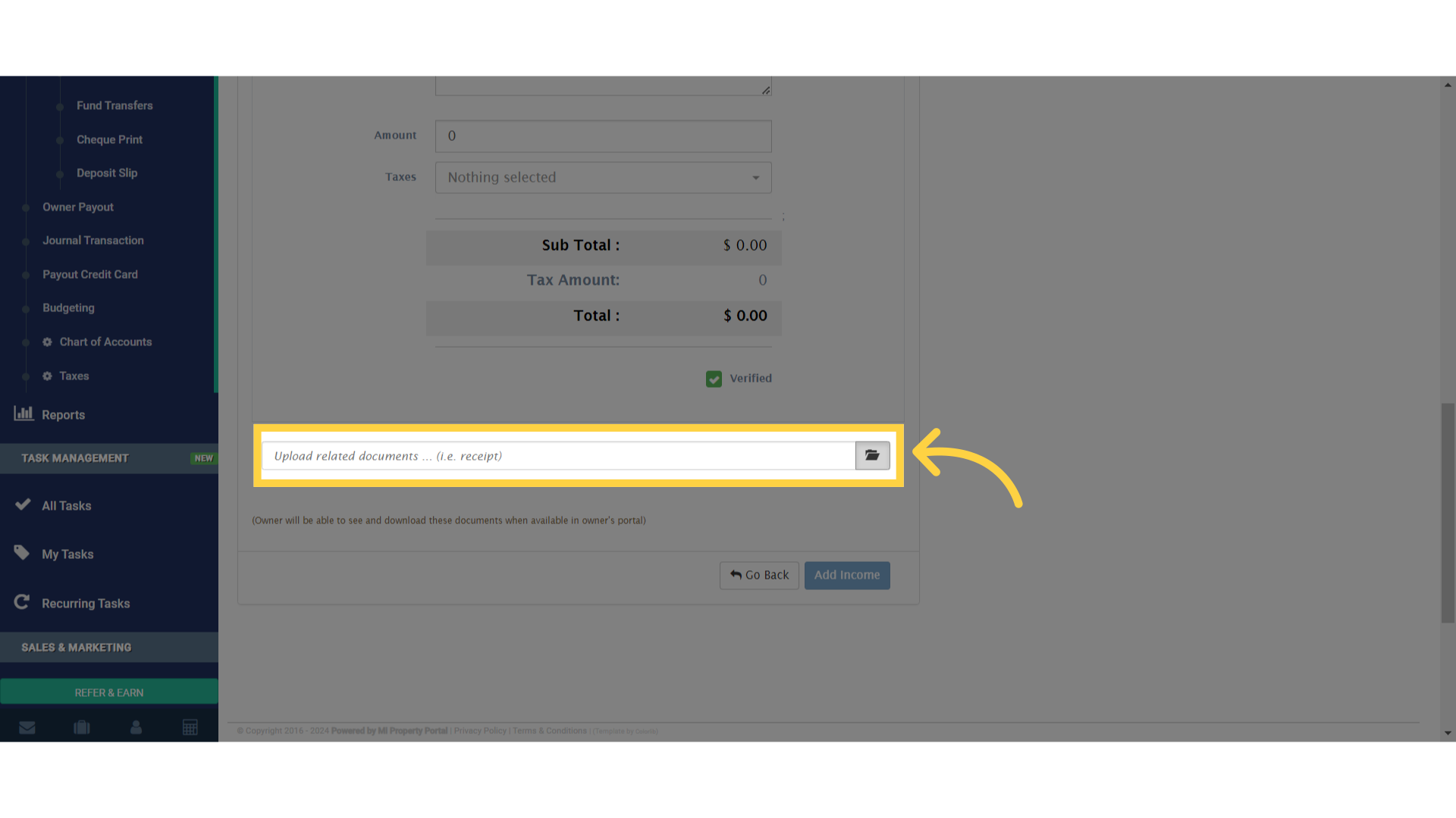 If you have any supporting documents, upload them by clicking here