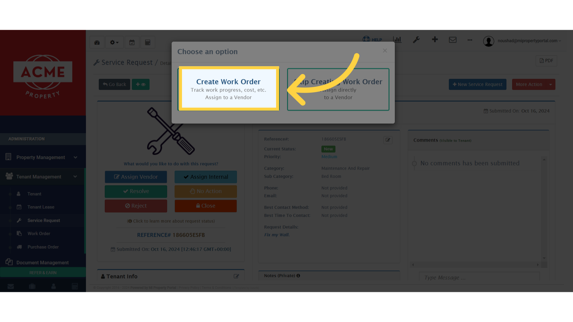Click 'Track work progress, cost, etc.'