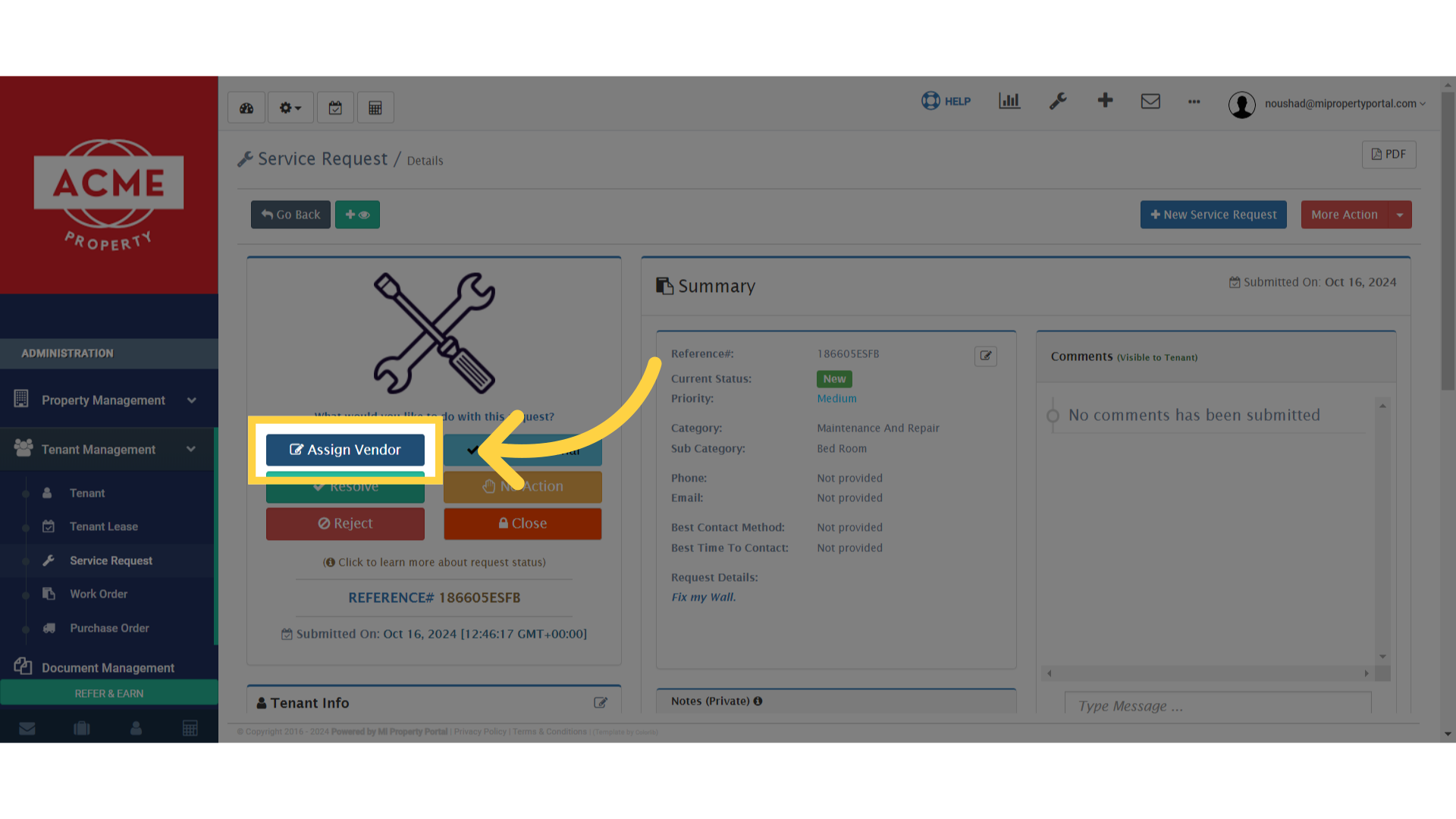 Click 'Assign Vendor'