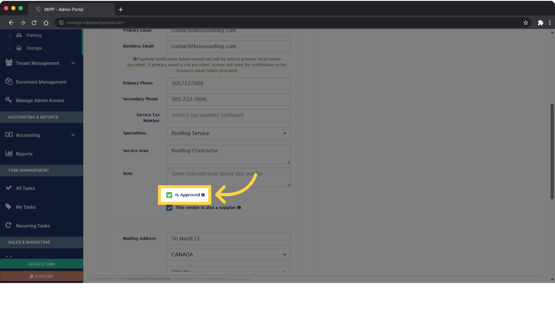 Click 'Is Approved'