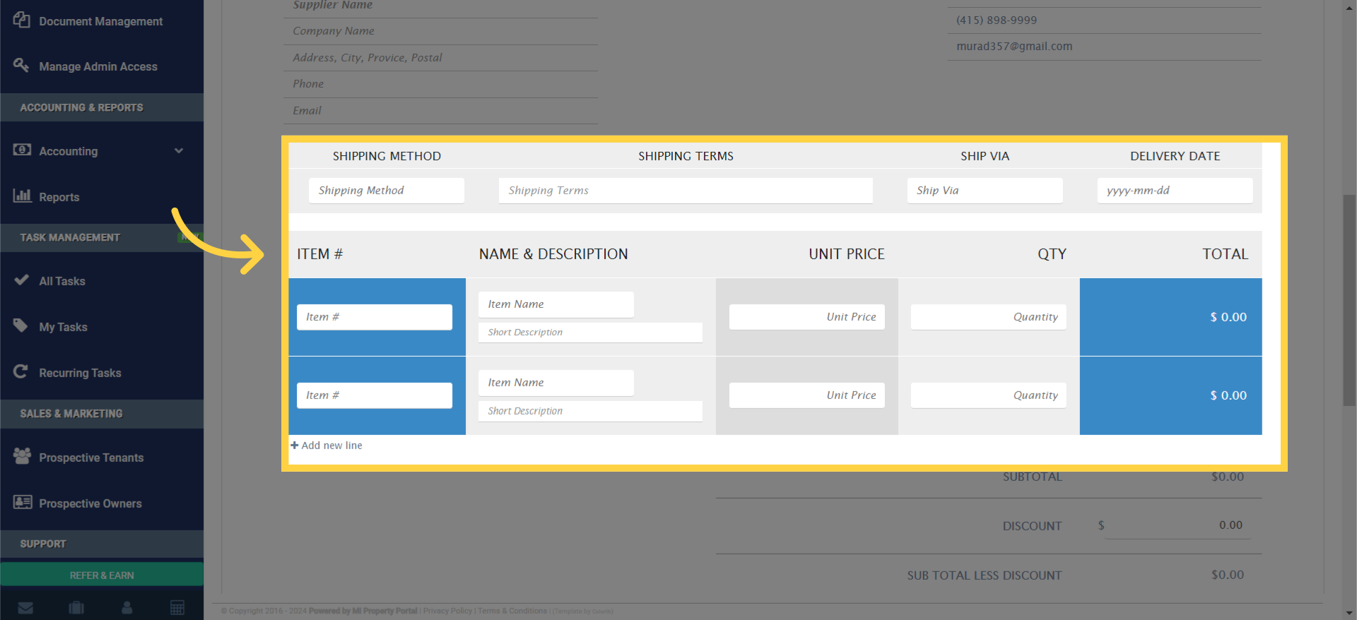 Fill in the required fields