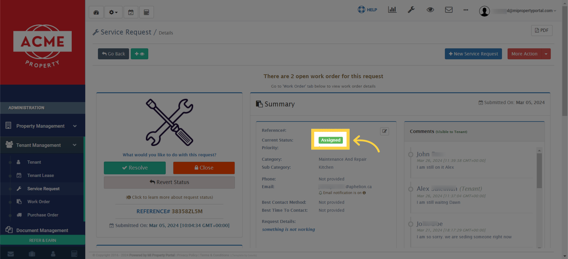 You will see the status as 'Assigned.'