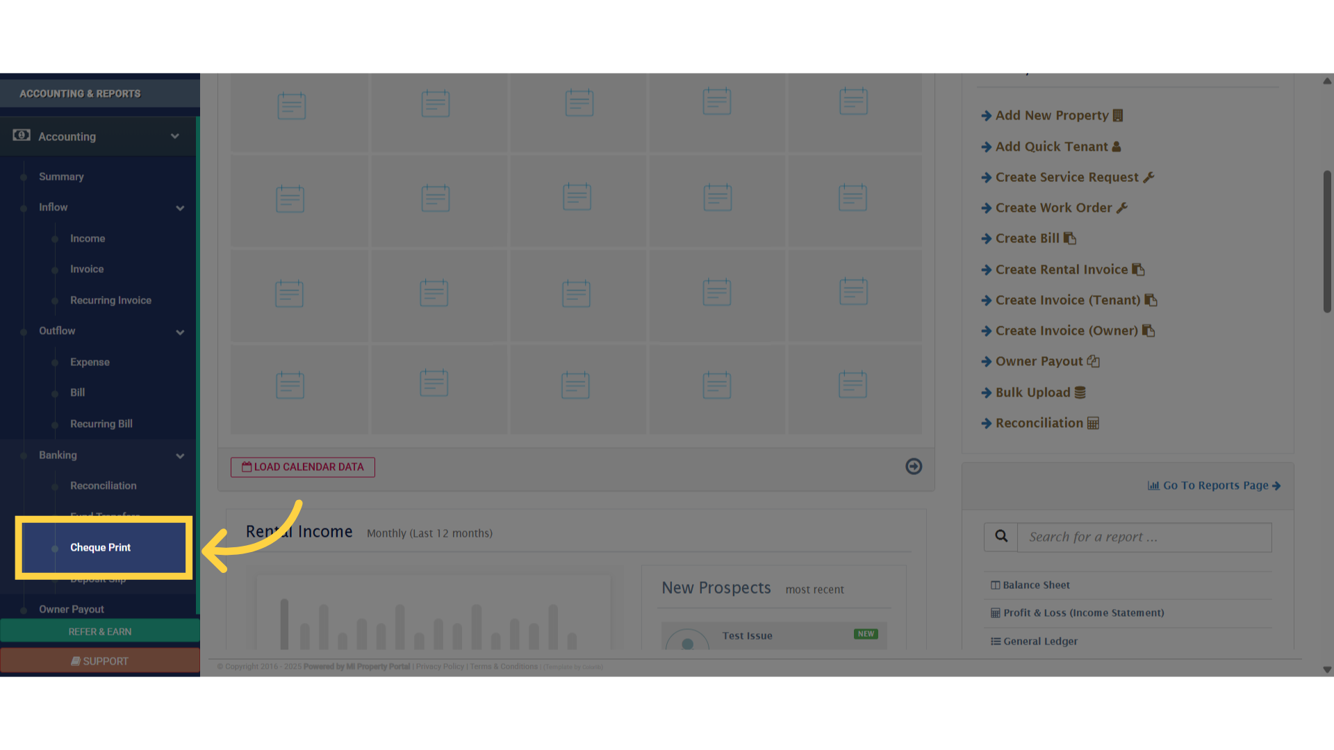 Click 'Cheque Print'