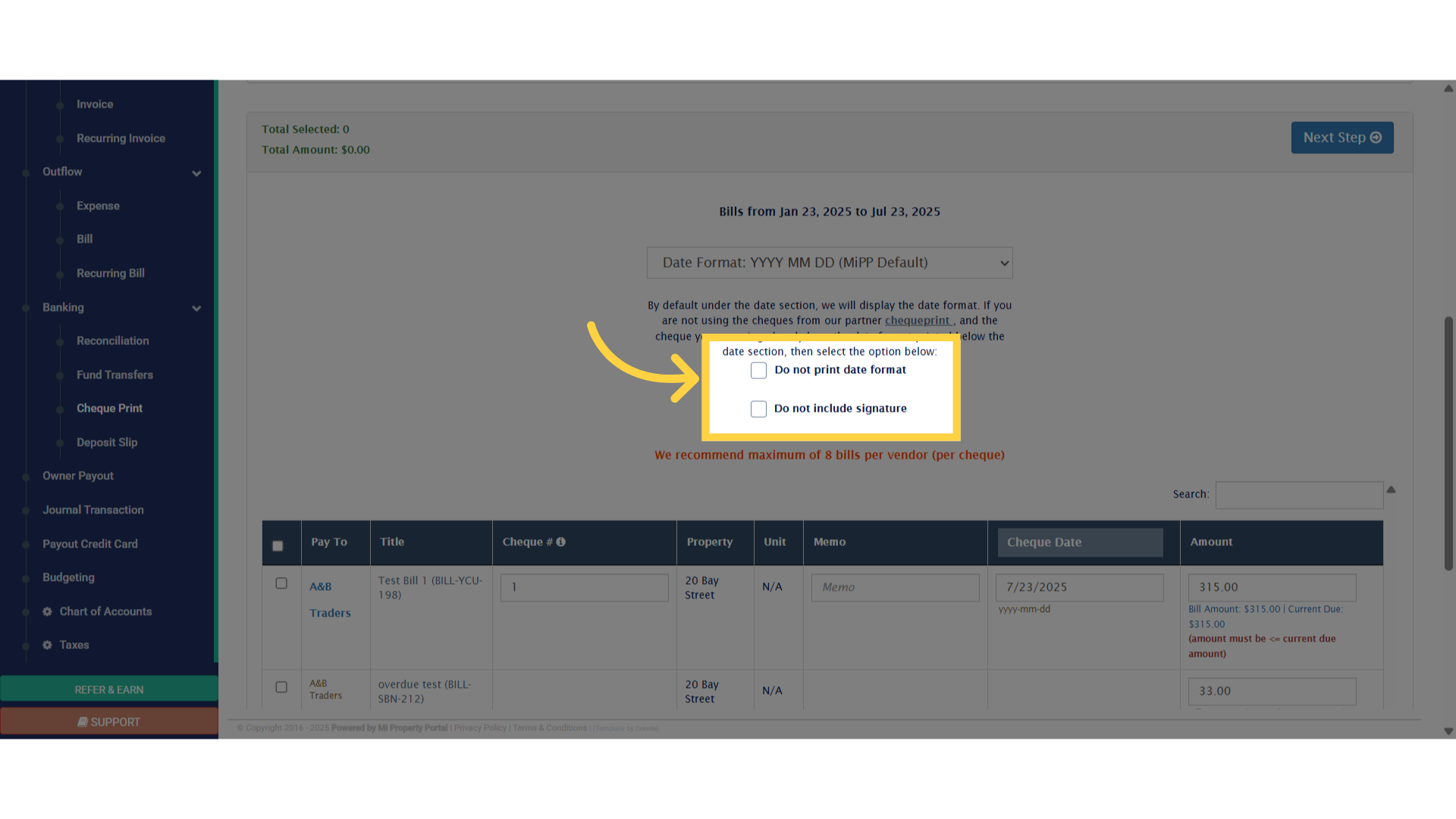 Click 'Do not print date format'