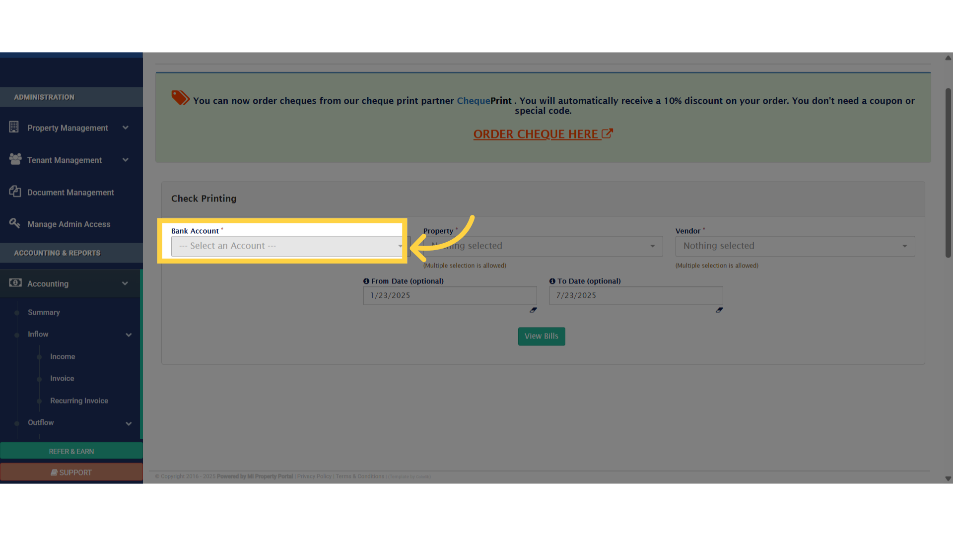 Click '--- Select an Account ---'