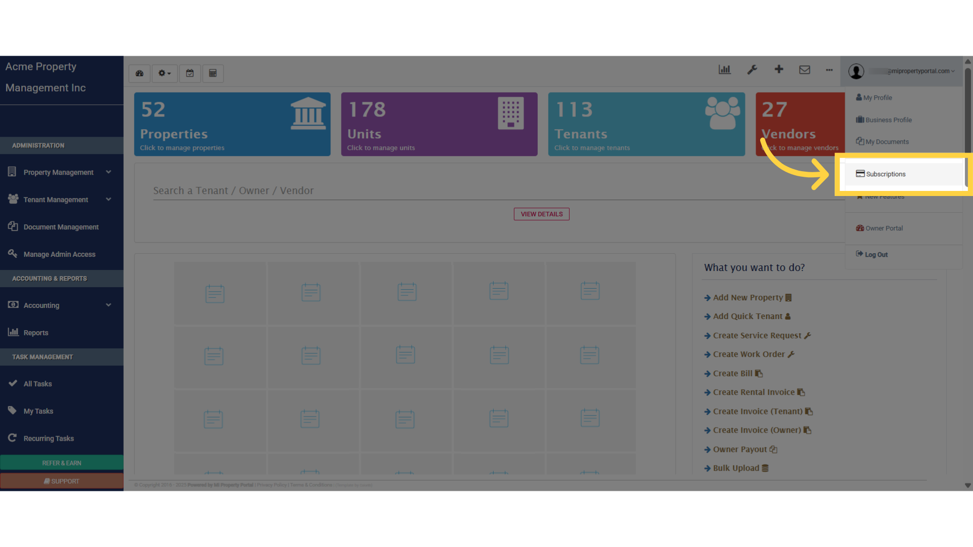 Click 'Subscriptions'