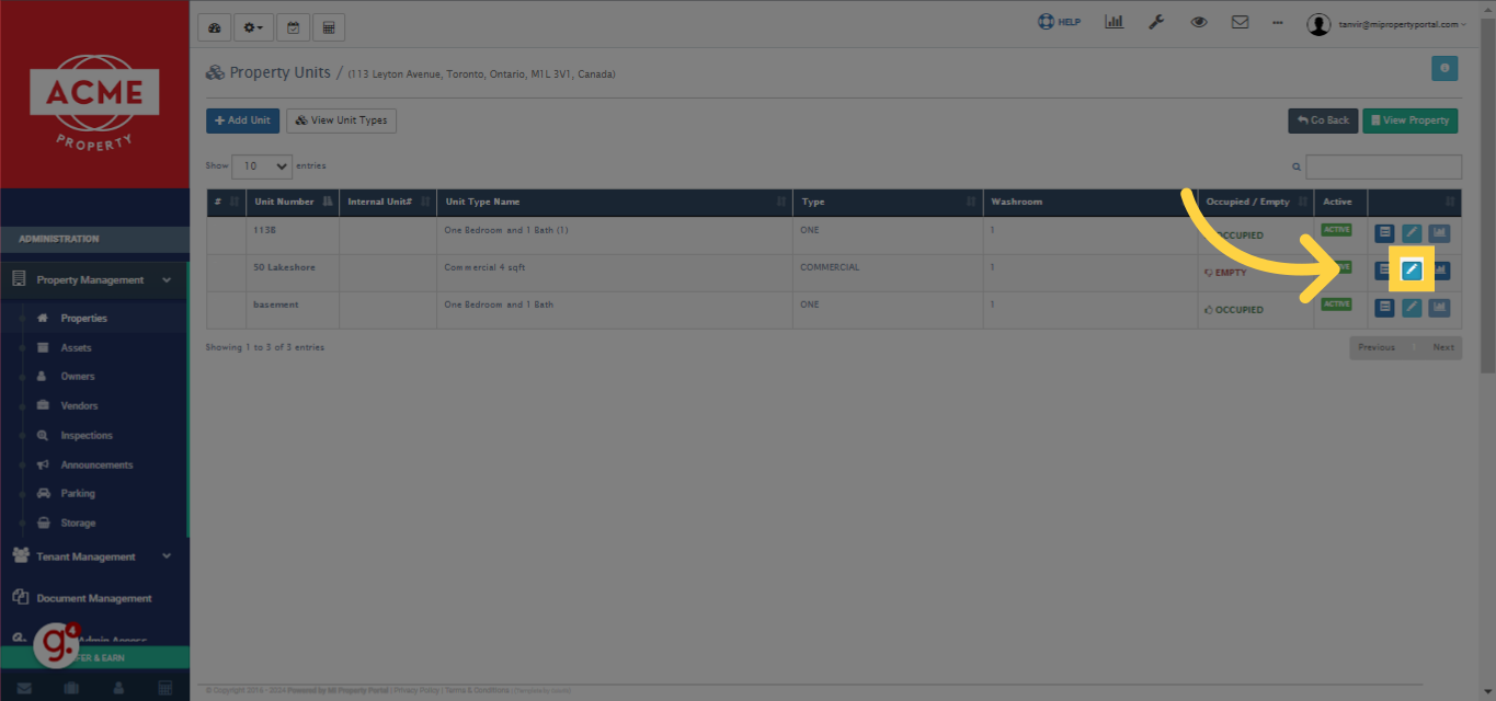 Next, select 'Manage Units' from the available options.