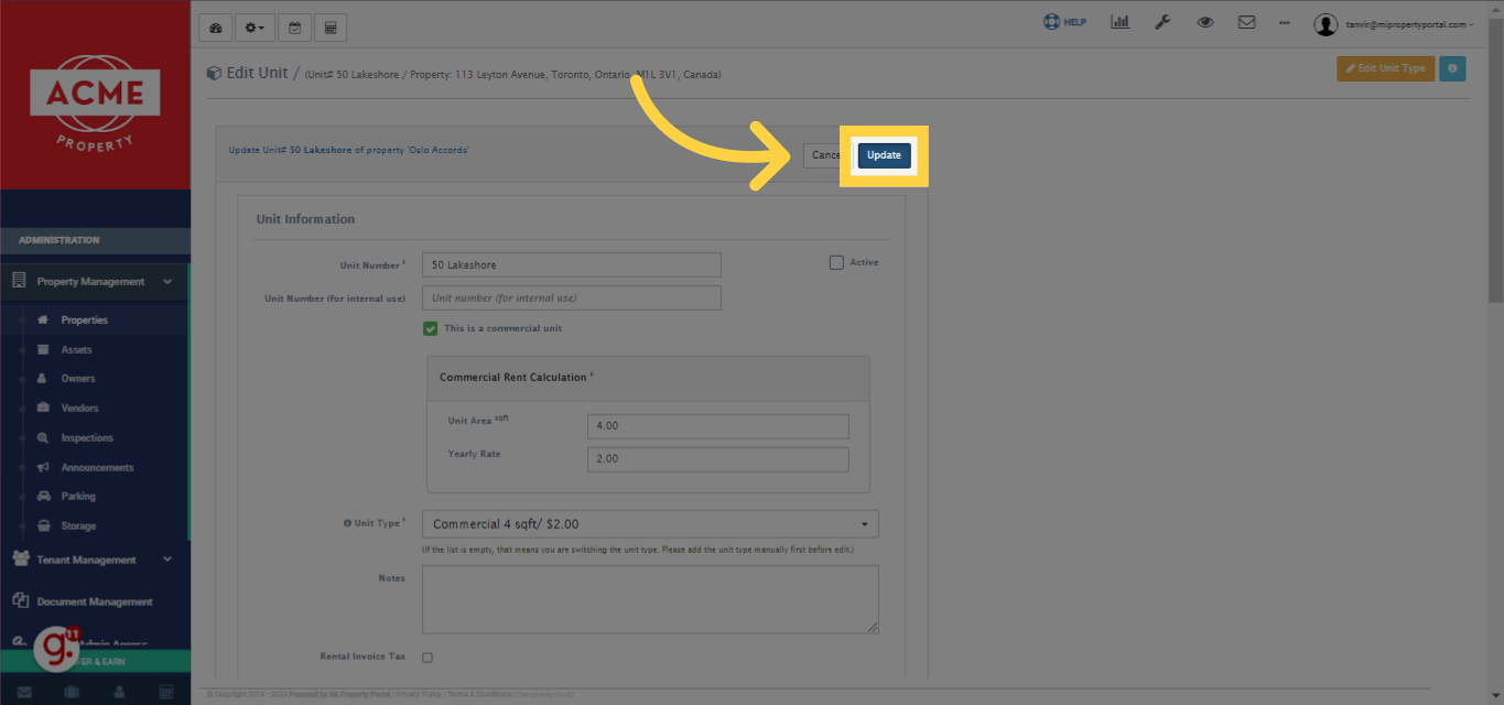 Click on 'Update' to confirm your changes.