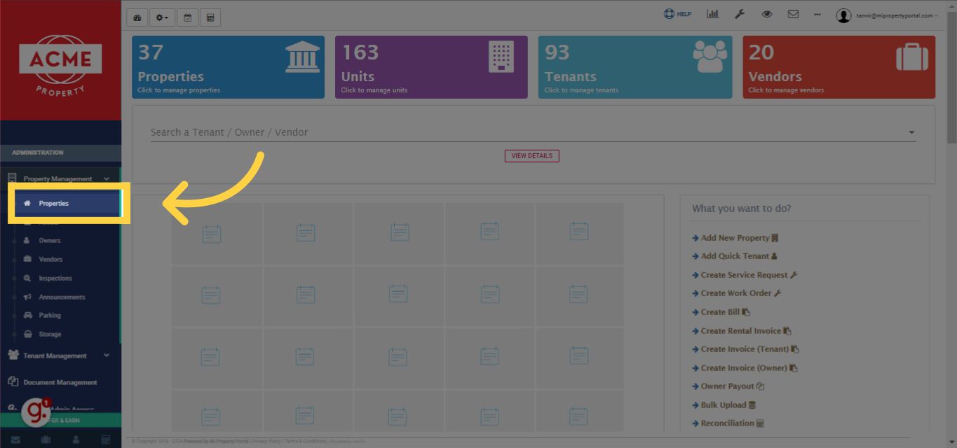 Select 'Properties' from the dropdown options.