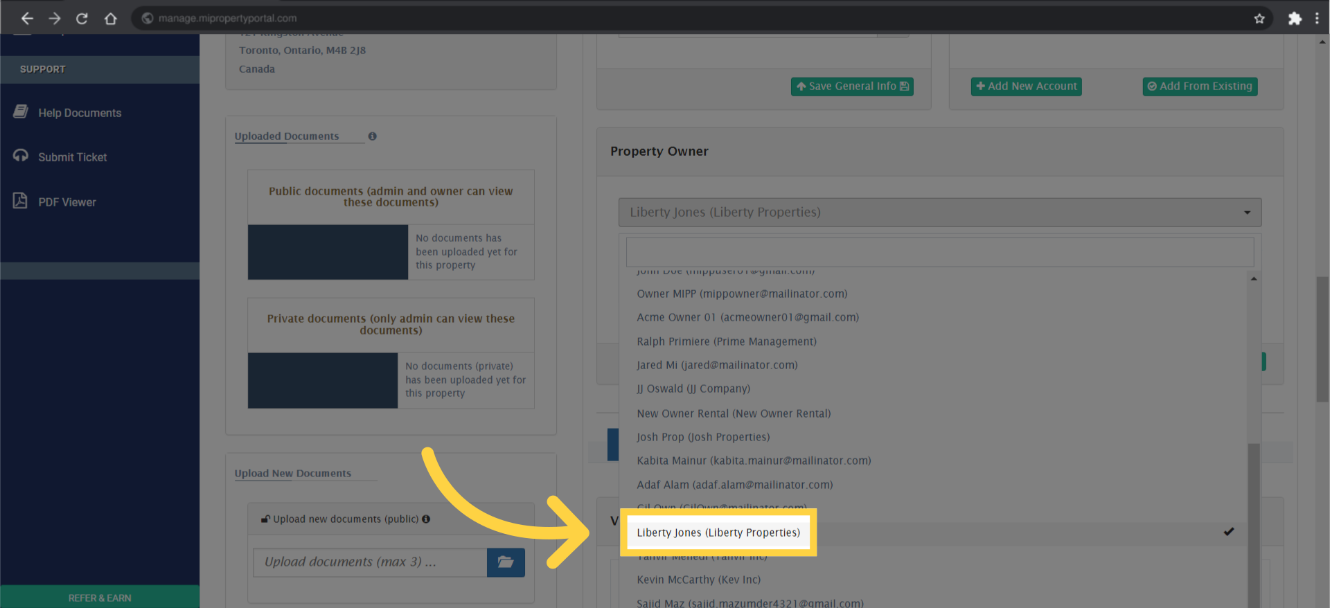 Click on the currently linked owner to deselect