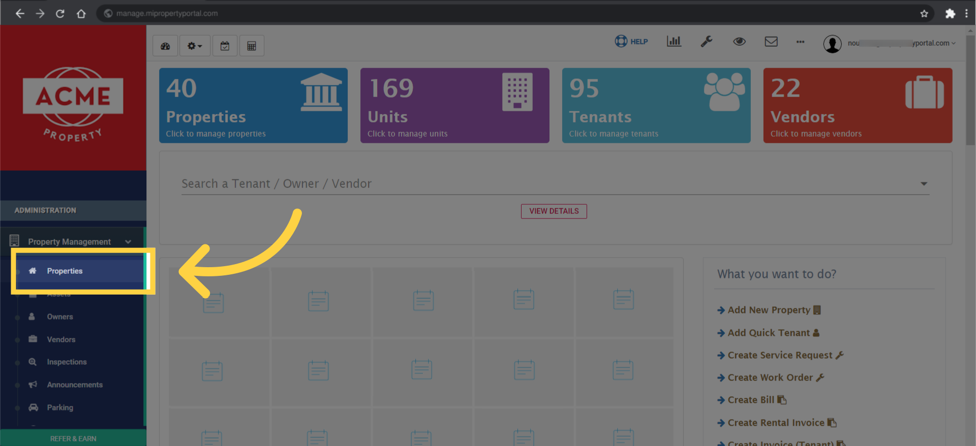 Now, click on 'Properties' to view your list of managed properties