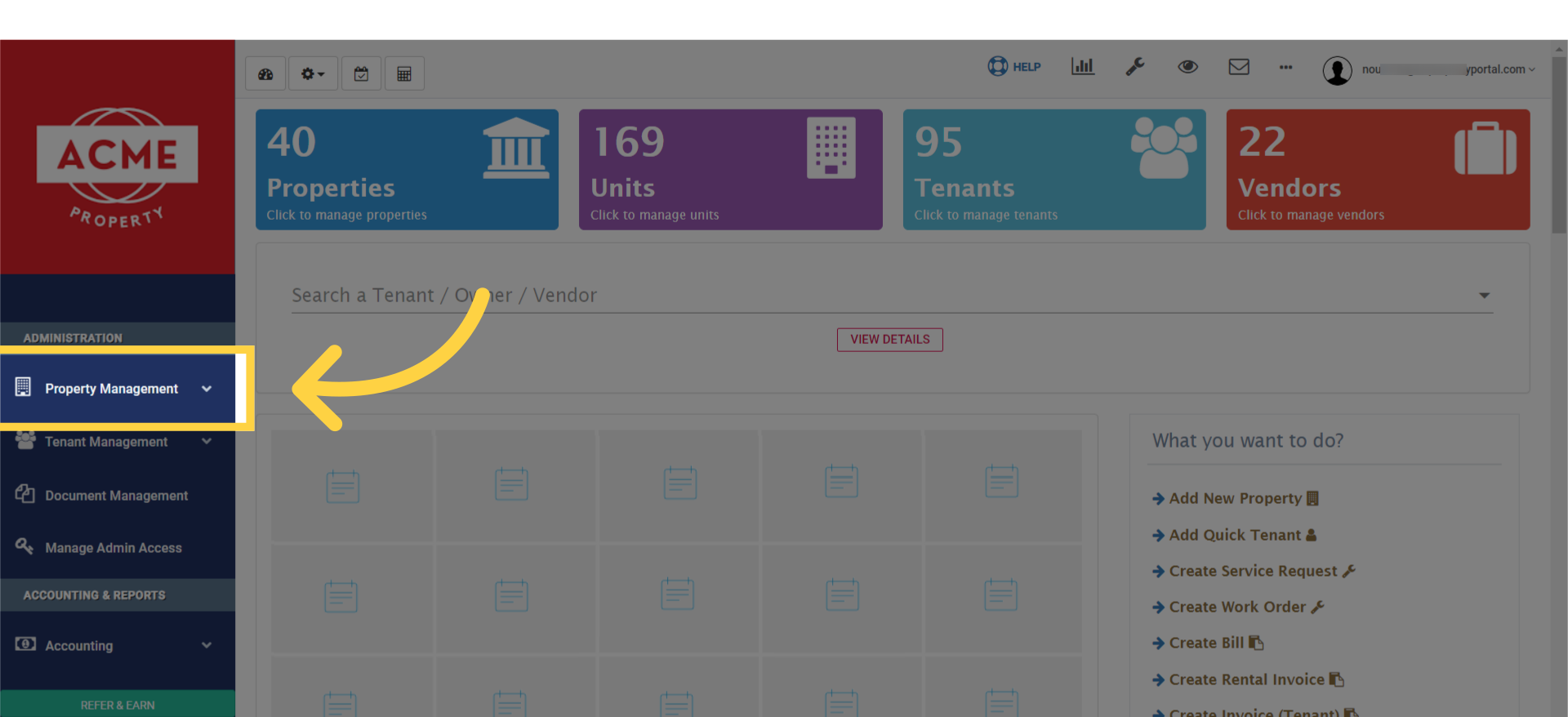 Click on 'Property Management' dropdown