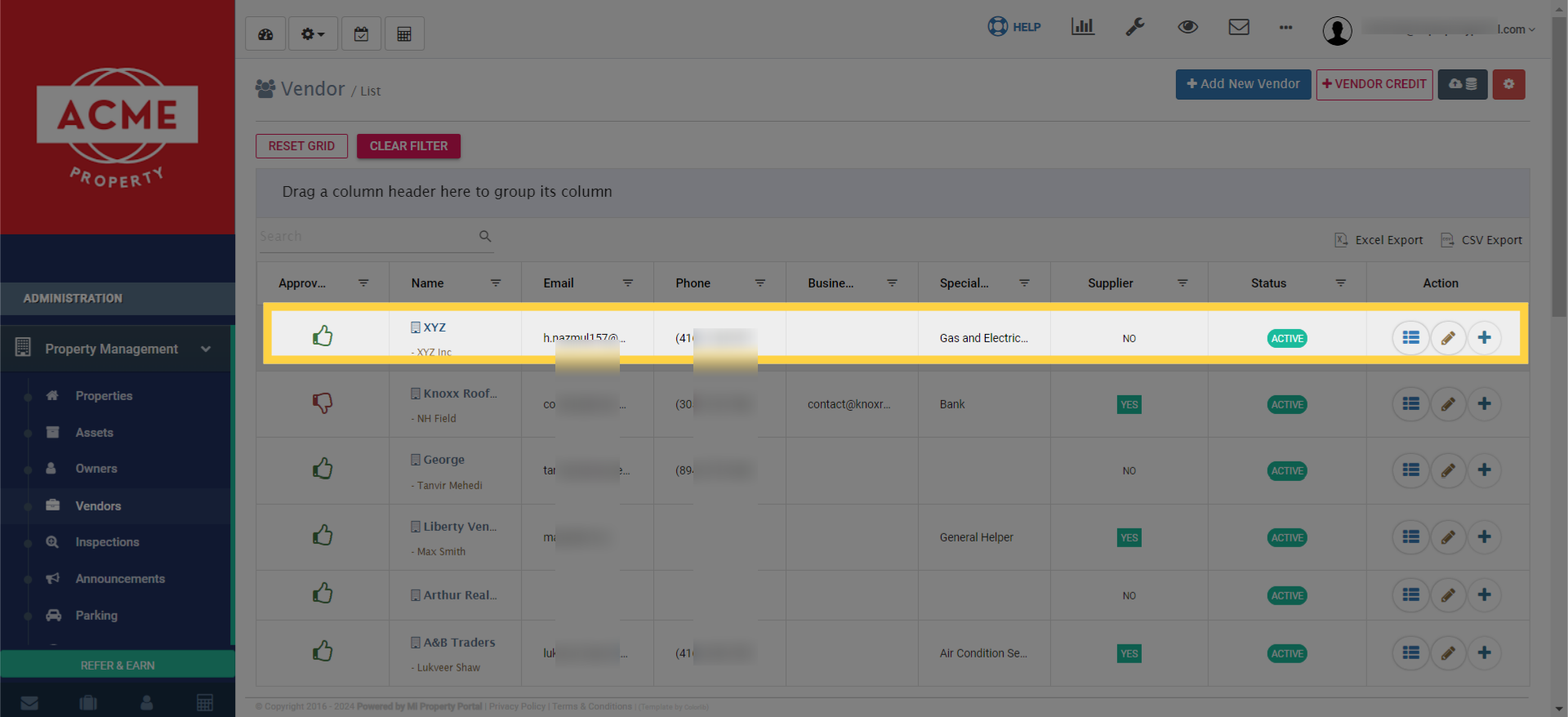 Look for the newly added vendor 