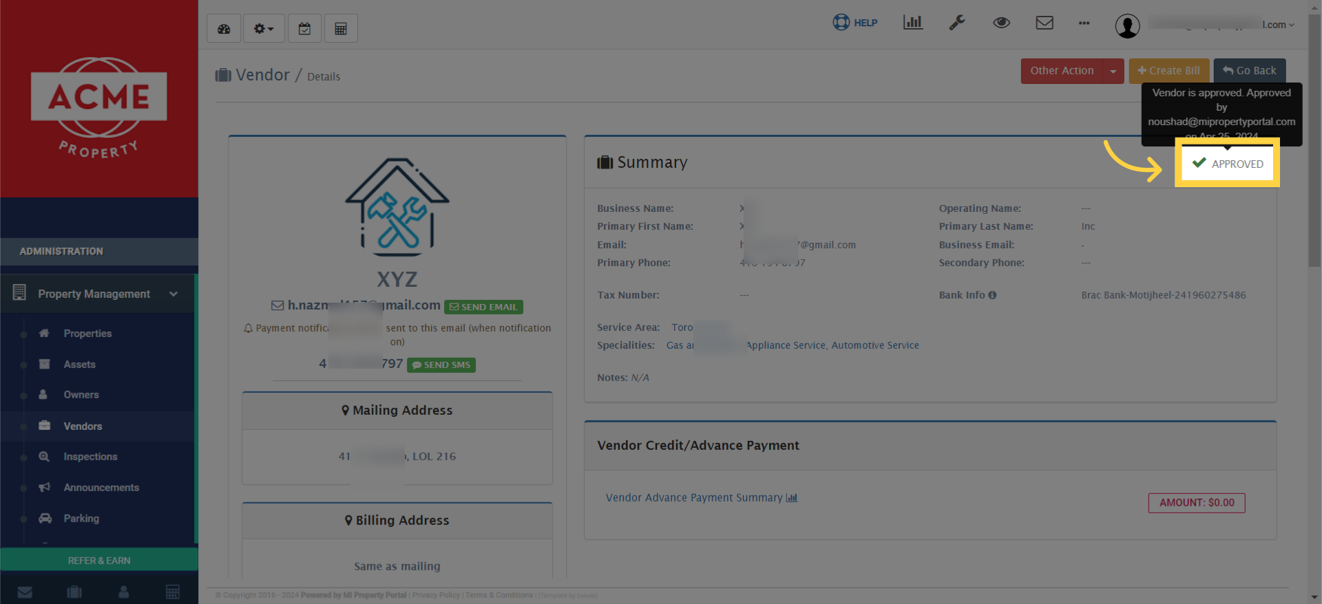 check the summary to see the status 'APPROVED'