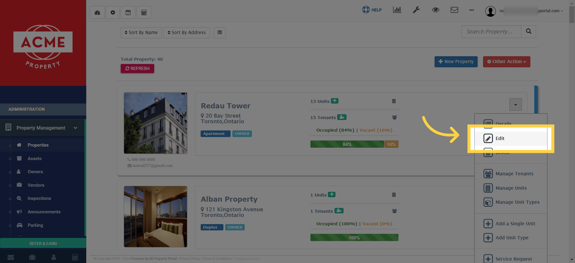 Choose 'Edit' from the options provided