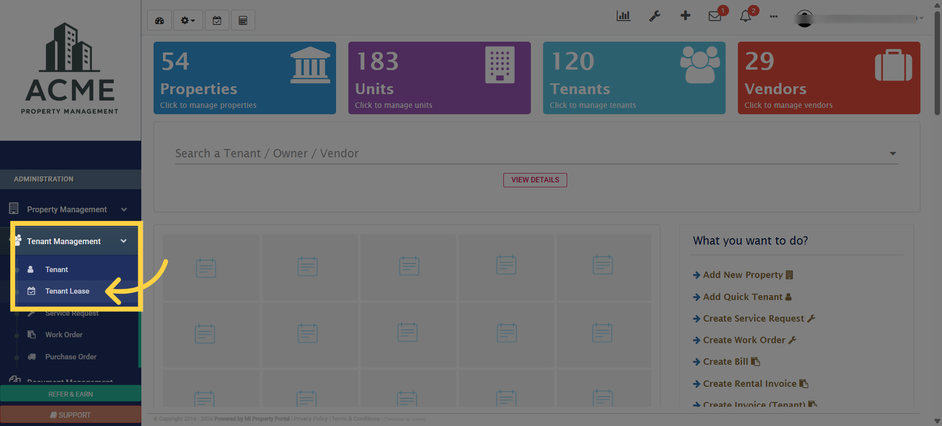 Access Tenant Lease Section