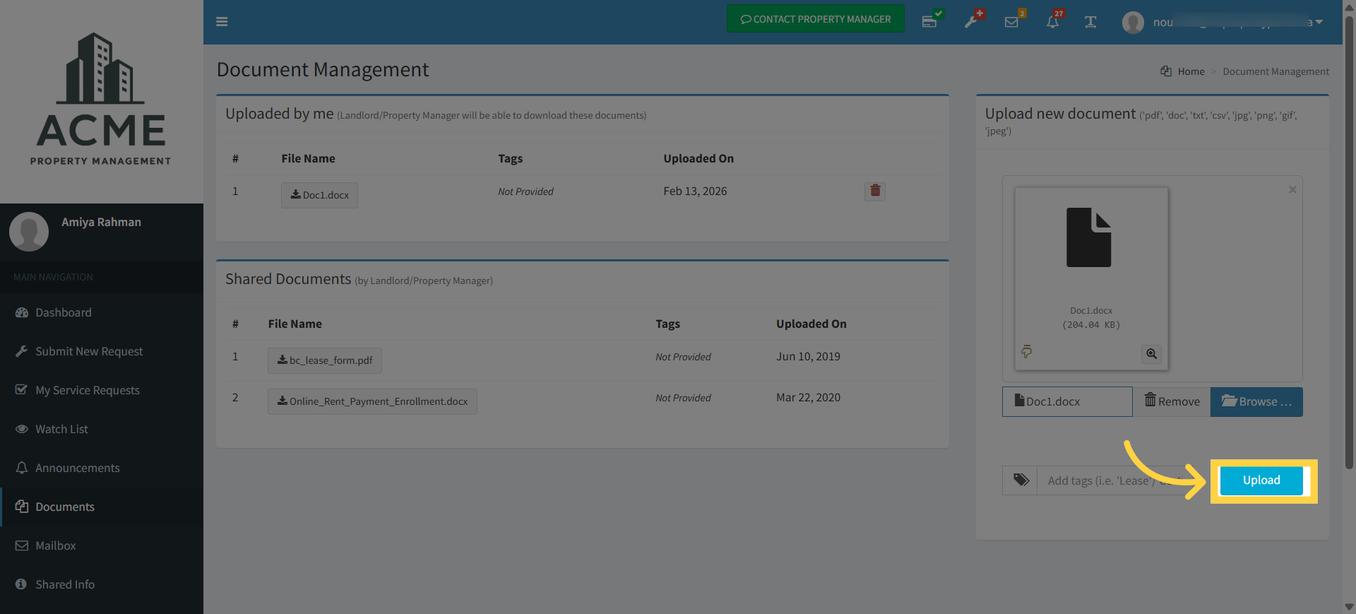 Initiate Document Upload