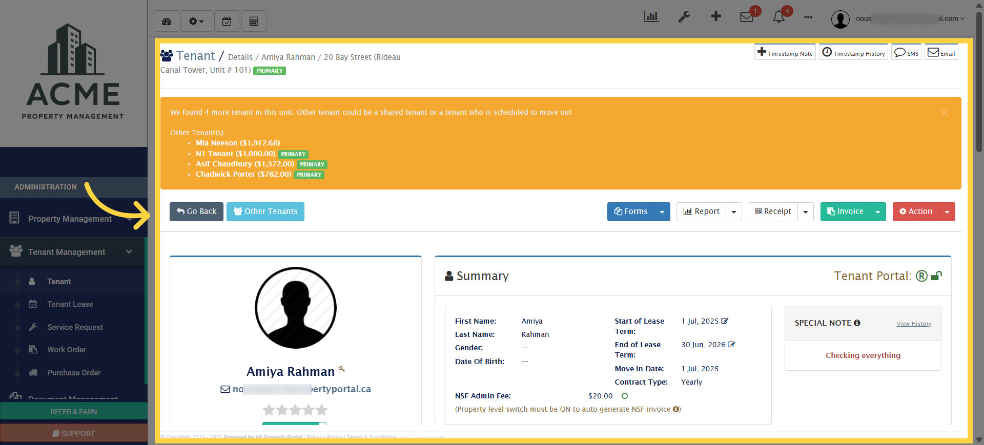 Open Admin Action Menu
