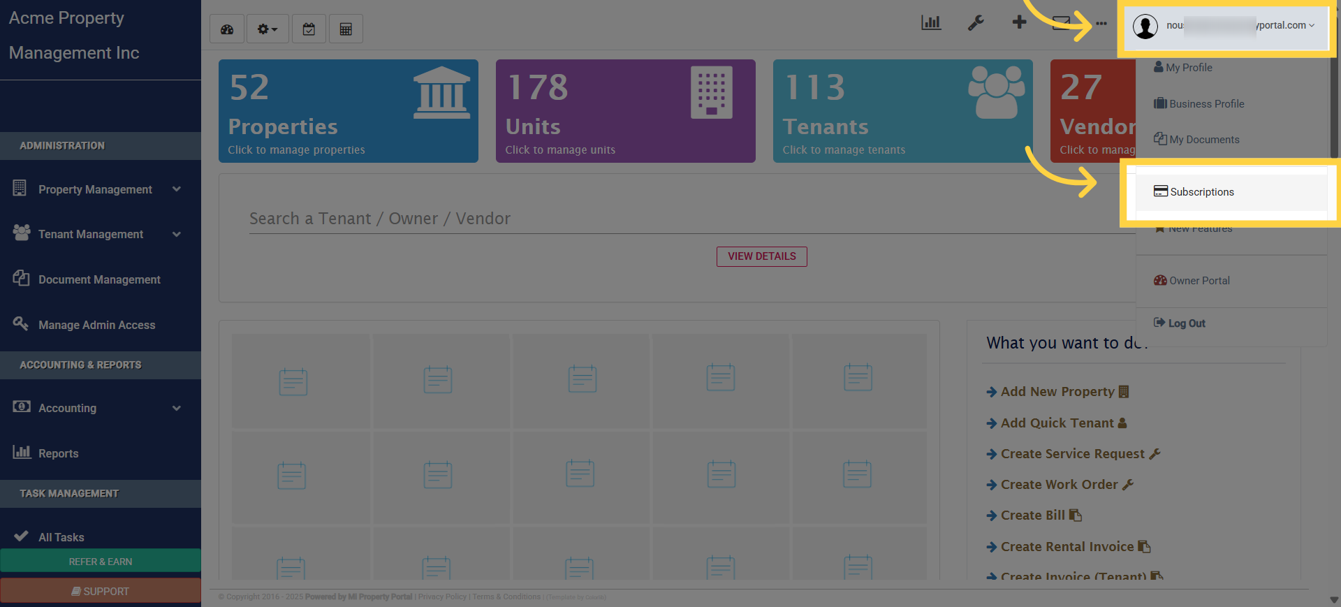 Click 'Subscriptions'