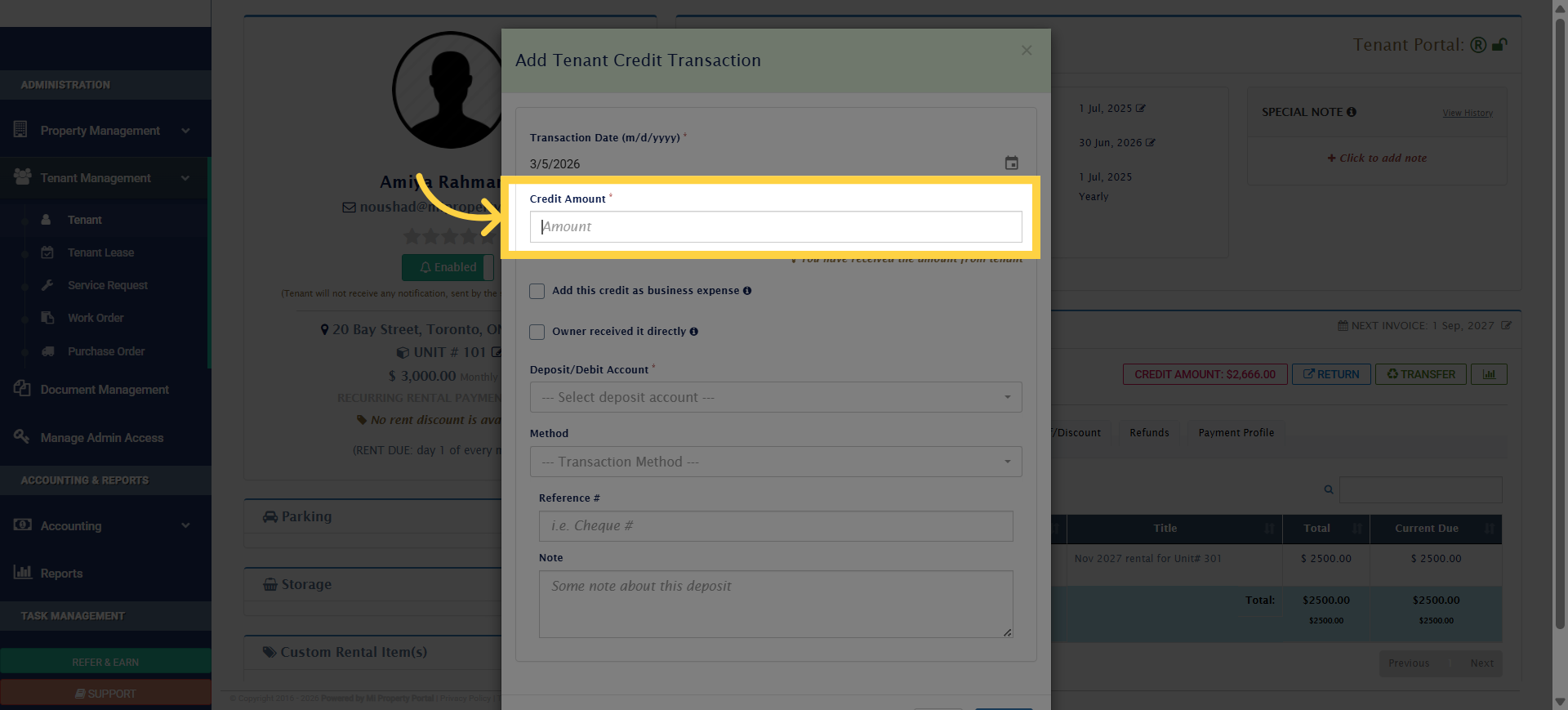 Focus Credit Amount Input