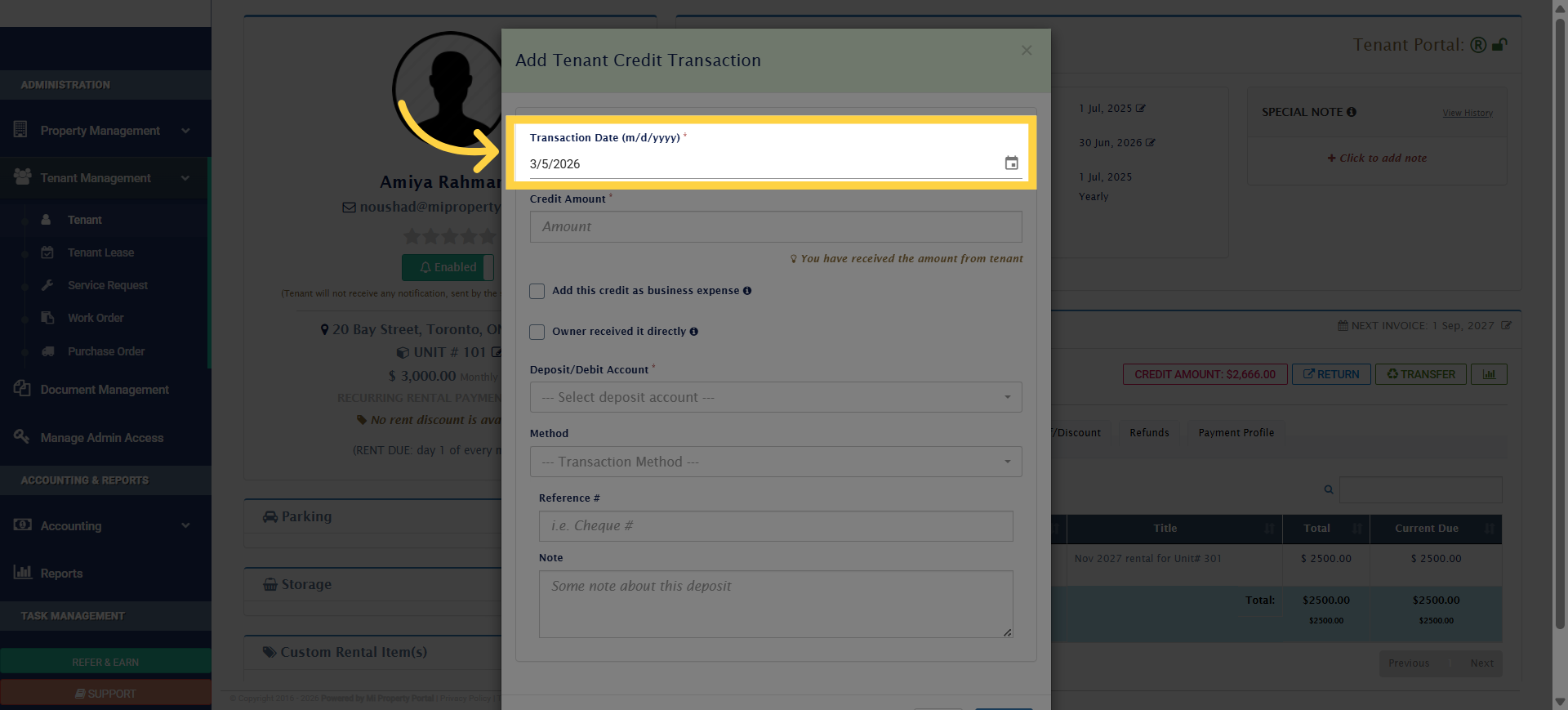 Select Transaction Date