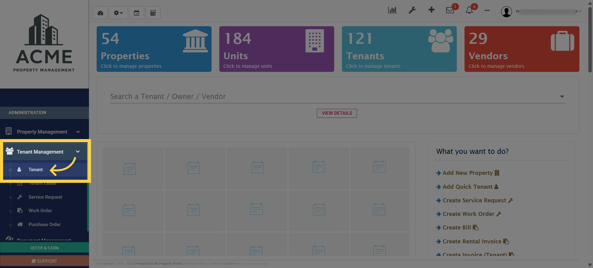 Select Tenant Option