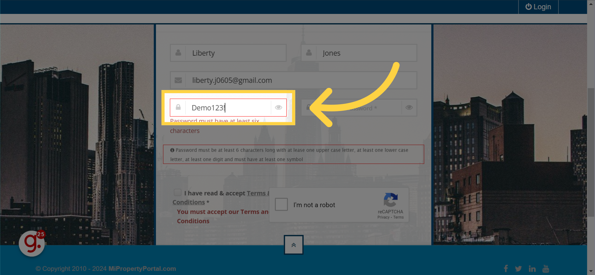 Enter the New Password