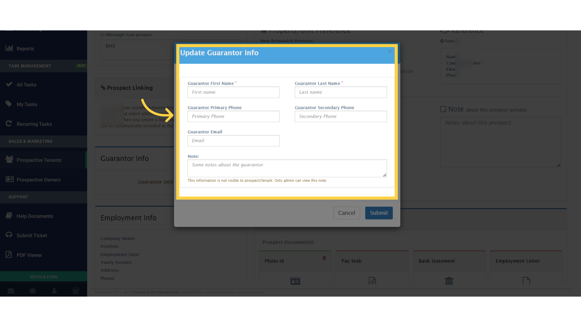 Fill in all the empty fields with accurate and up-to-date information regarding the guarantor
