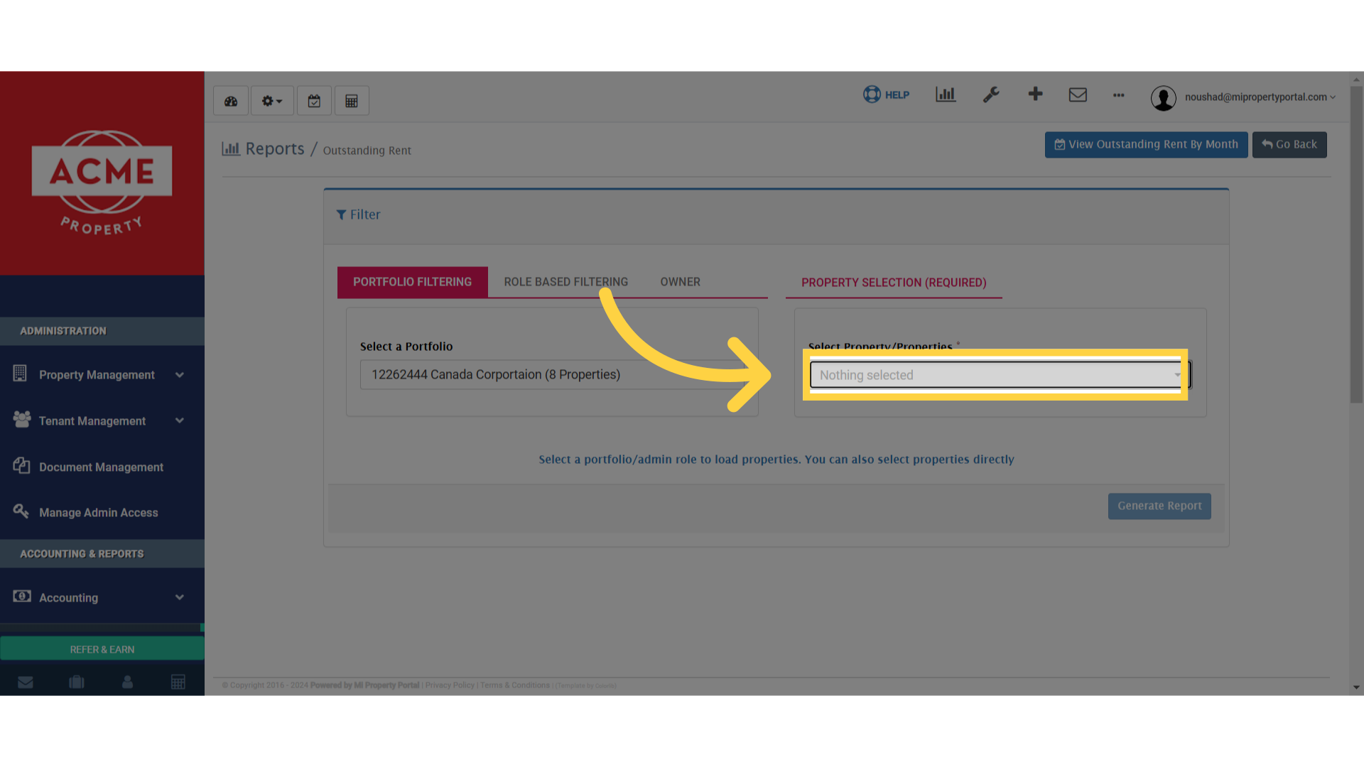 Click 'Nothing selected'