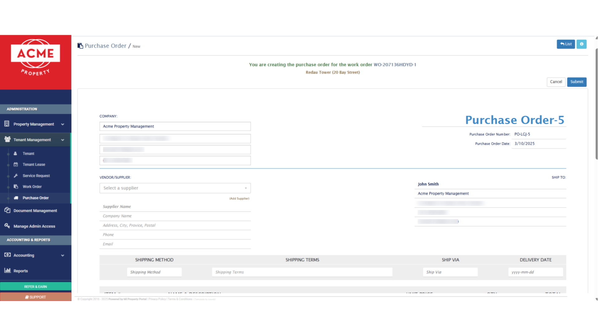 The Purchase Order is generated. 