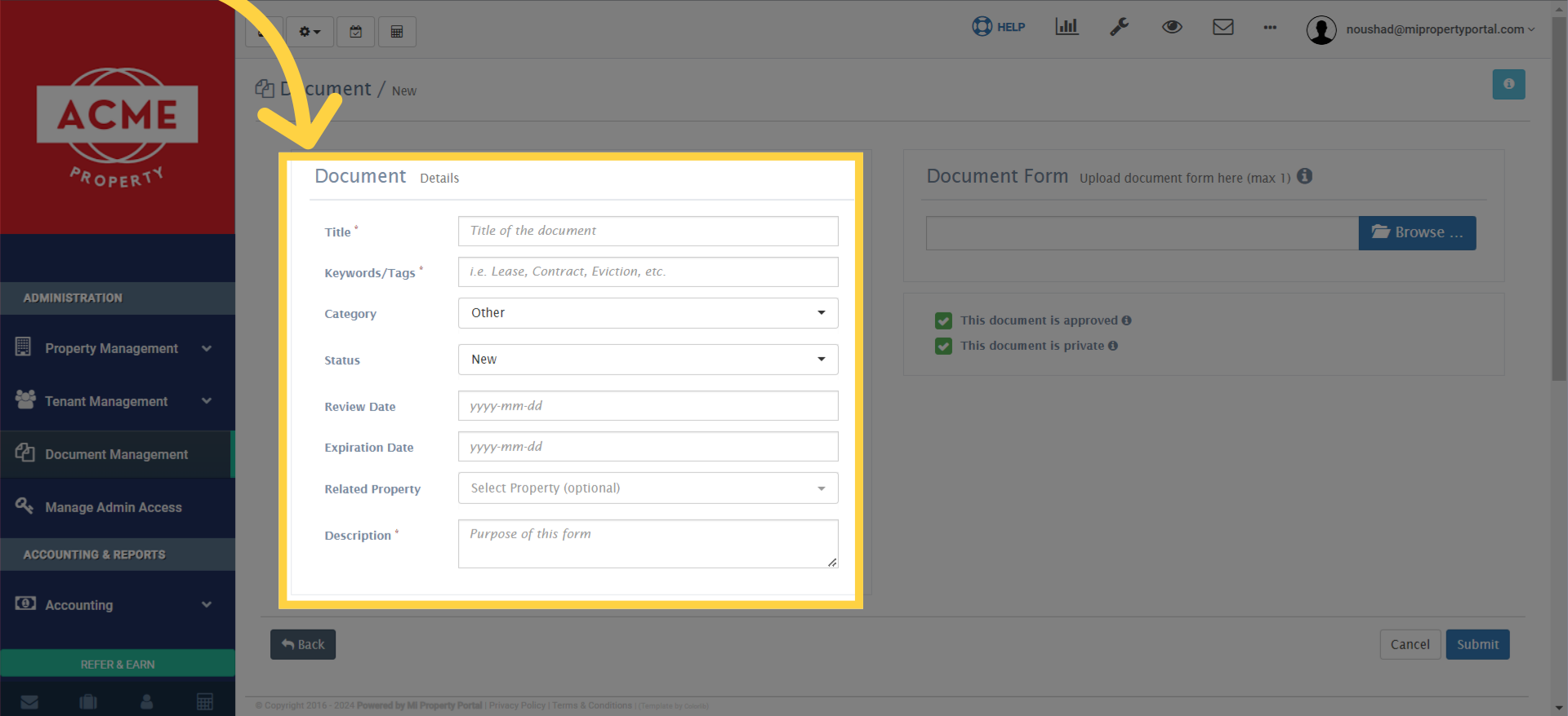Fill in details