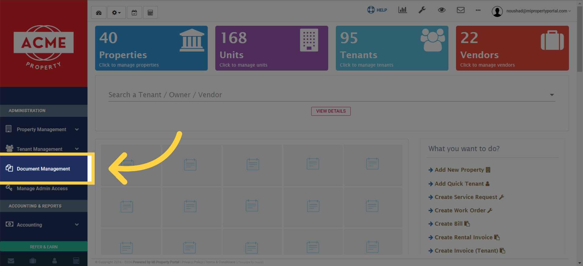click to 'Document Management'