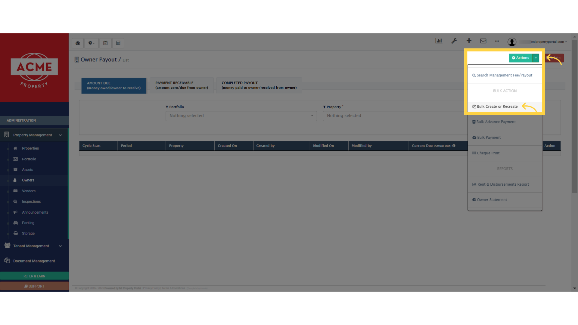 Click 'Bulk Create or Recreate'