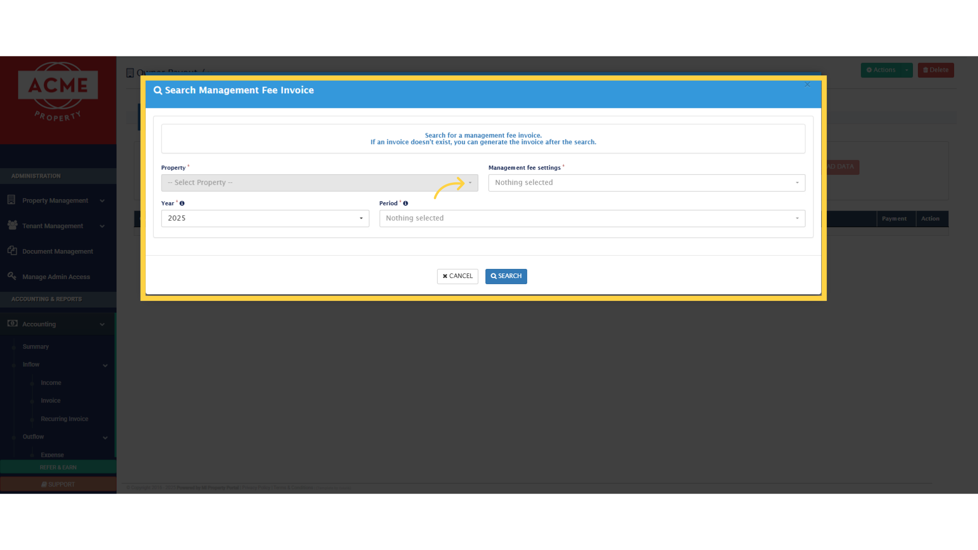 Click '-- Select Property --'